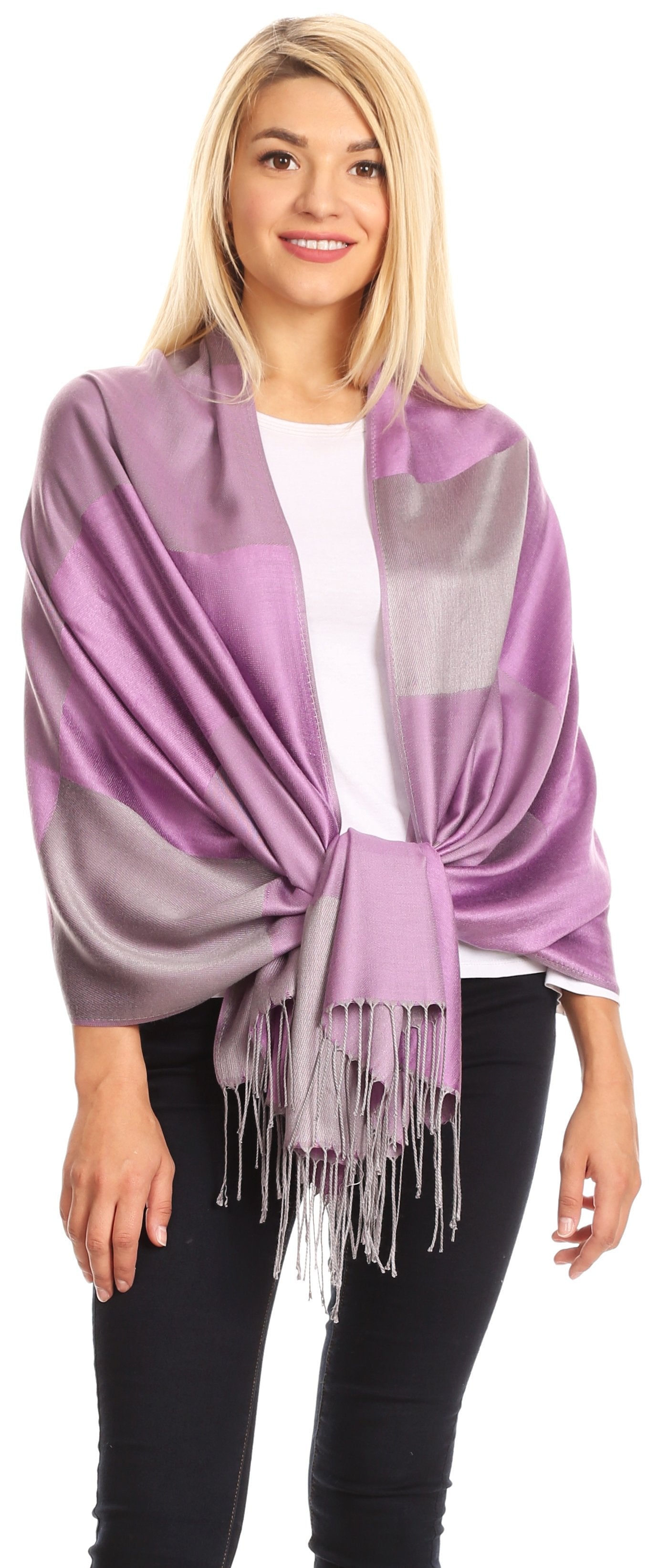 Sakkas Nicola Reversible Warm and Soft Unisex Scarf Stole Wrap Solid Color-block - Concordia Style Boutique