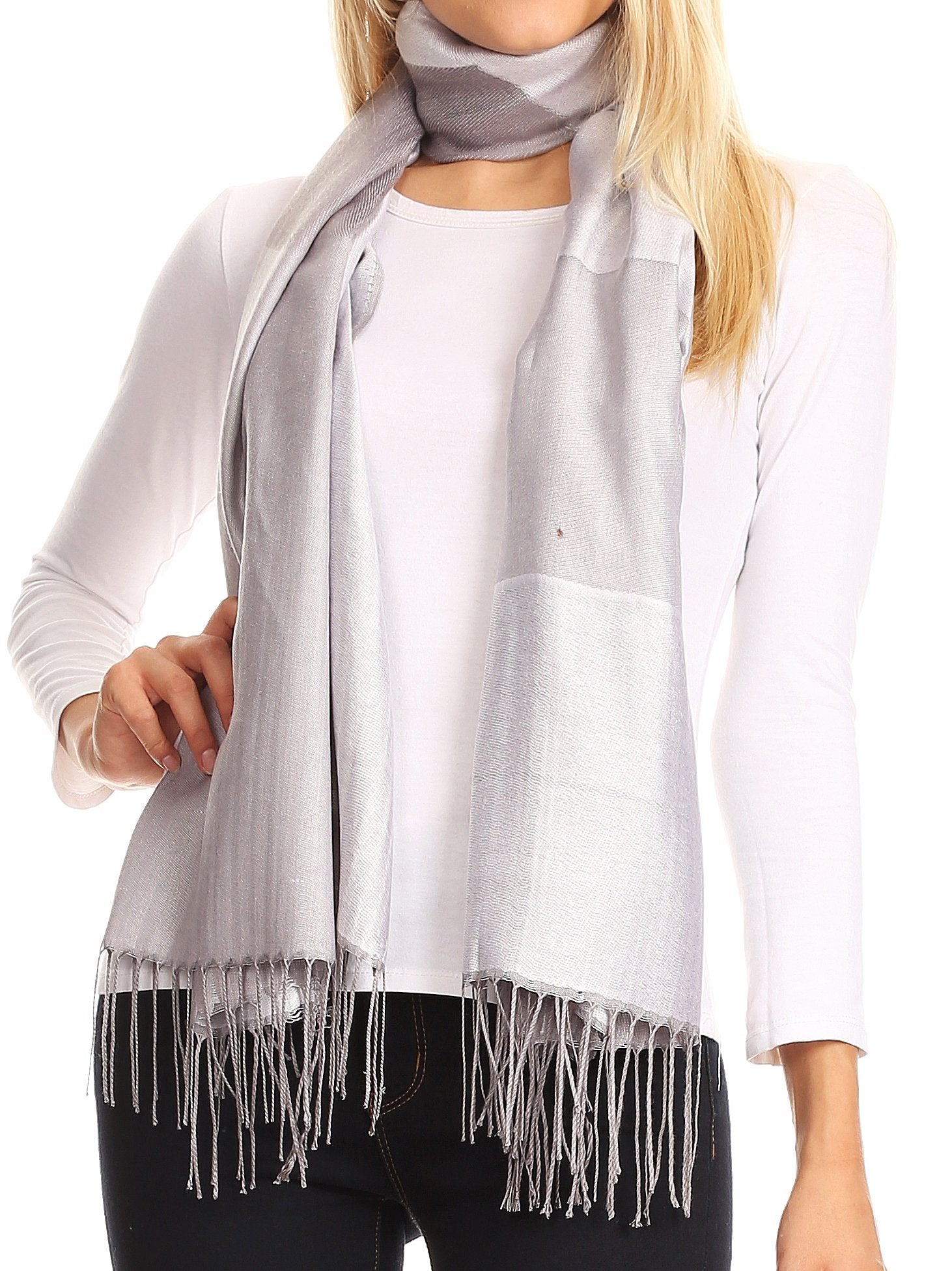 Sakkas Nicola Reversible Warm and Soft Unisex Scarf Stole Wrap Solid Color-block - Concordia Style Boutique