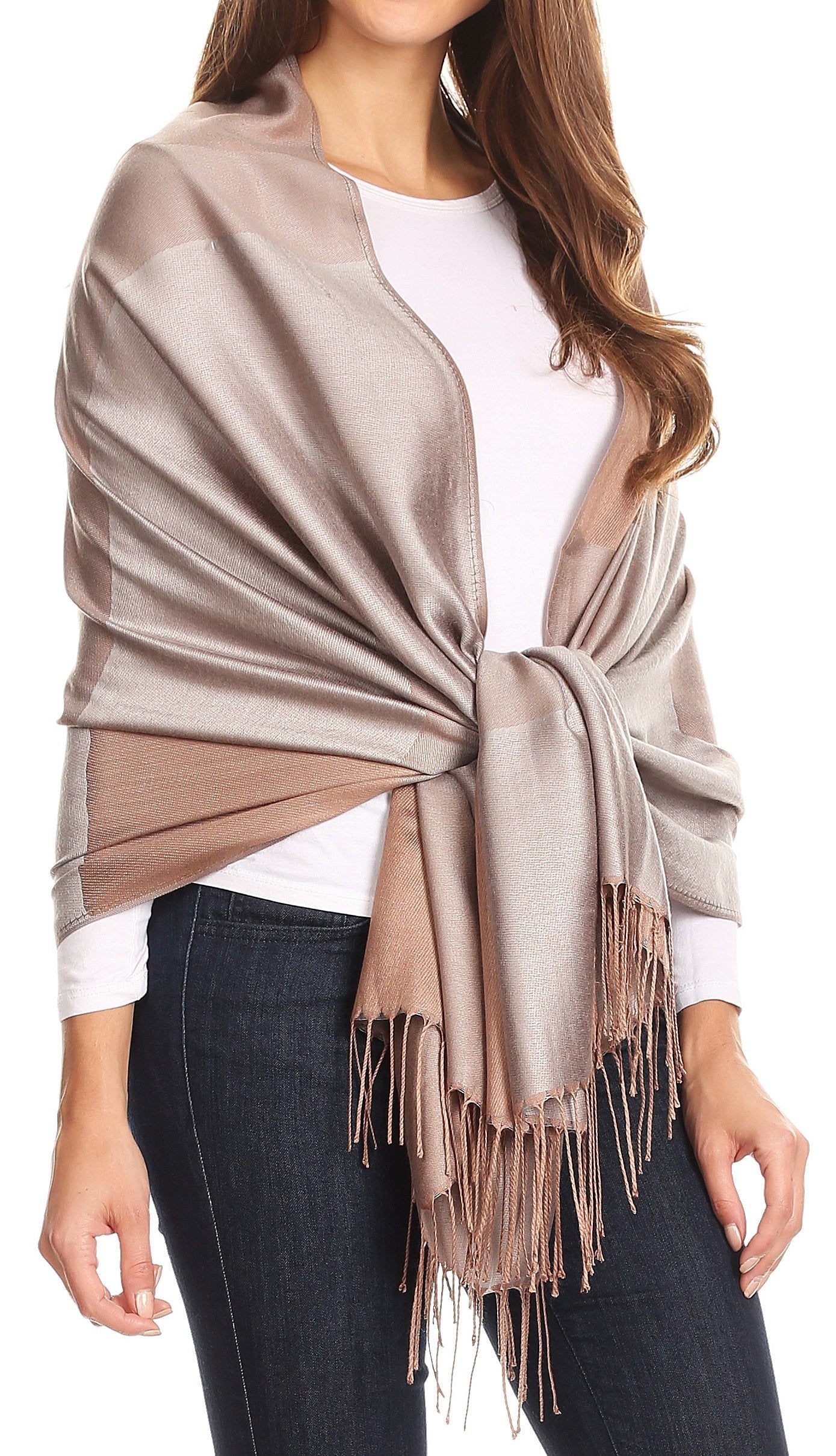 Sakkas Nicola Reversible Warm and Soft Unisex Scarf Stole Wrap Solid Color-block - Concordia Style Boutique