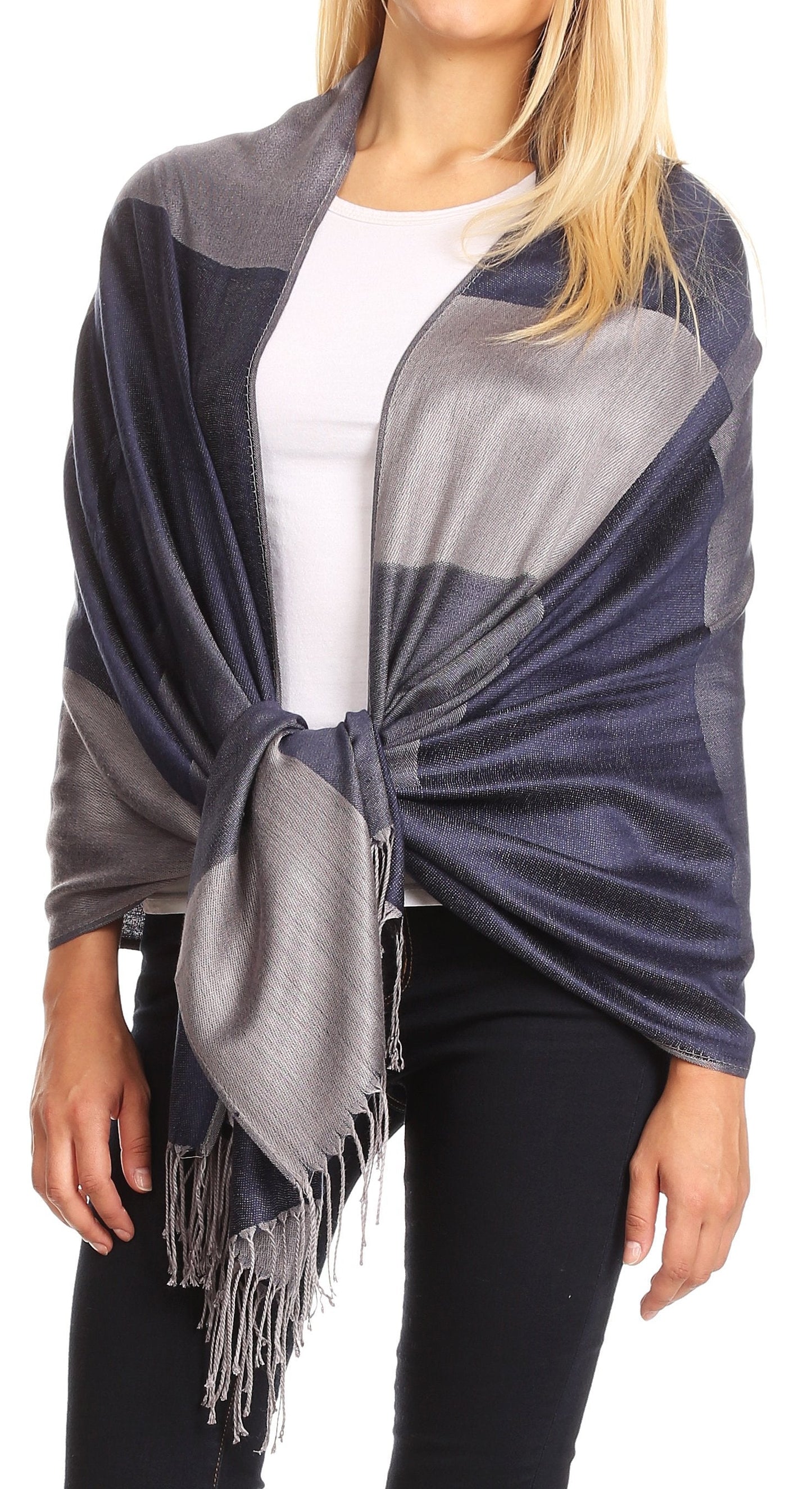 Sakkas Nicola Reversible Warm and Soft Unisex Scarf Stole Wrap Solid Color-block - Concordia Style Boutique