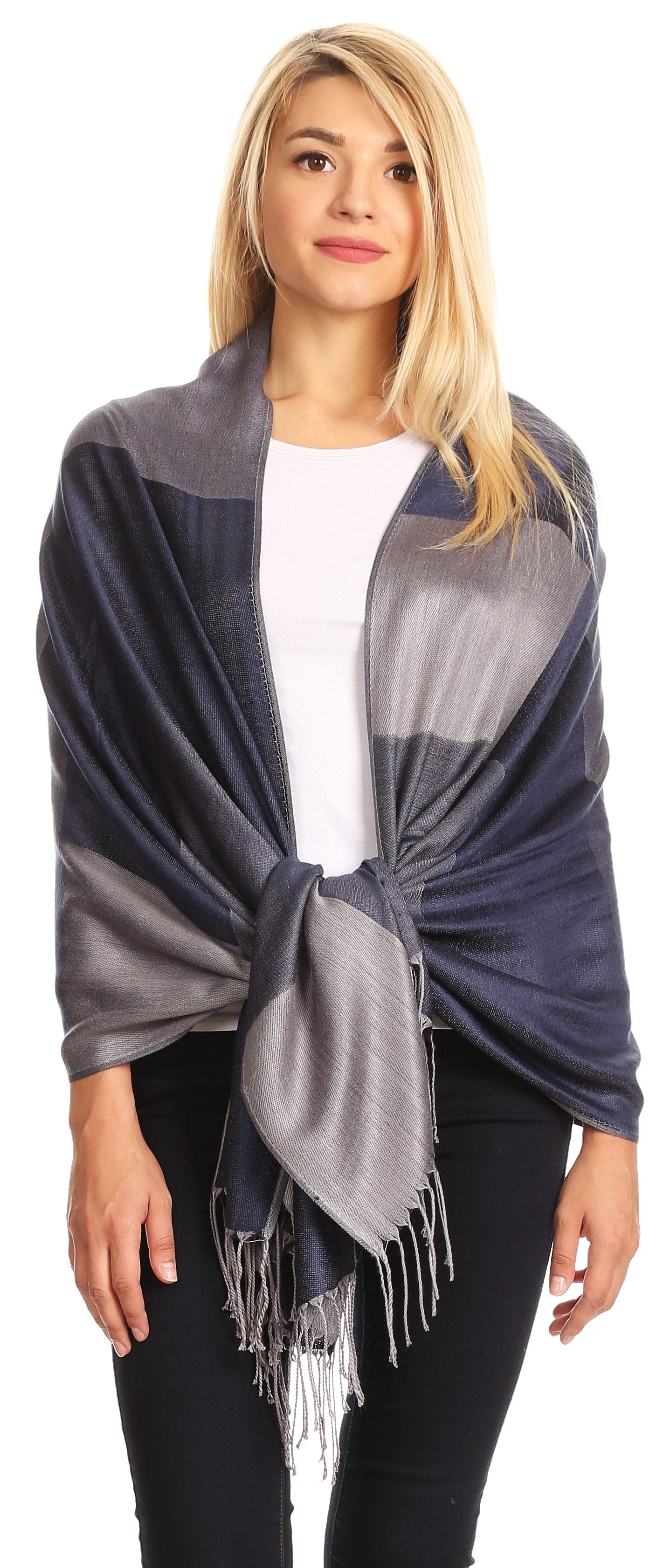 Sakkas Nicola Reversible Warm and Soft Unisex Scarf Stole Wrap Solid Color-block - Concordia Style Boutique