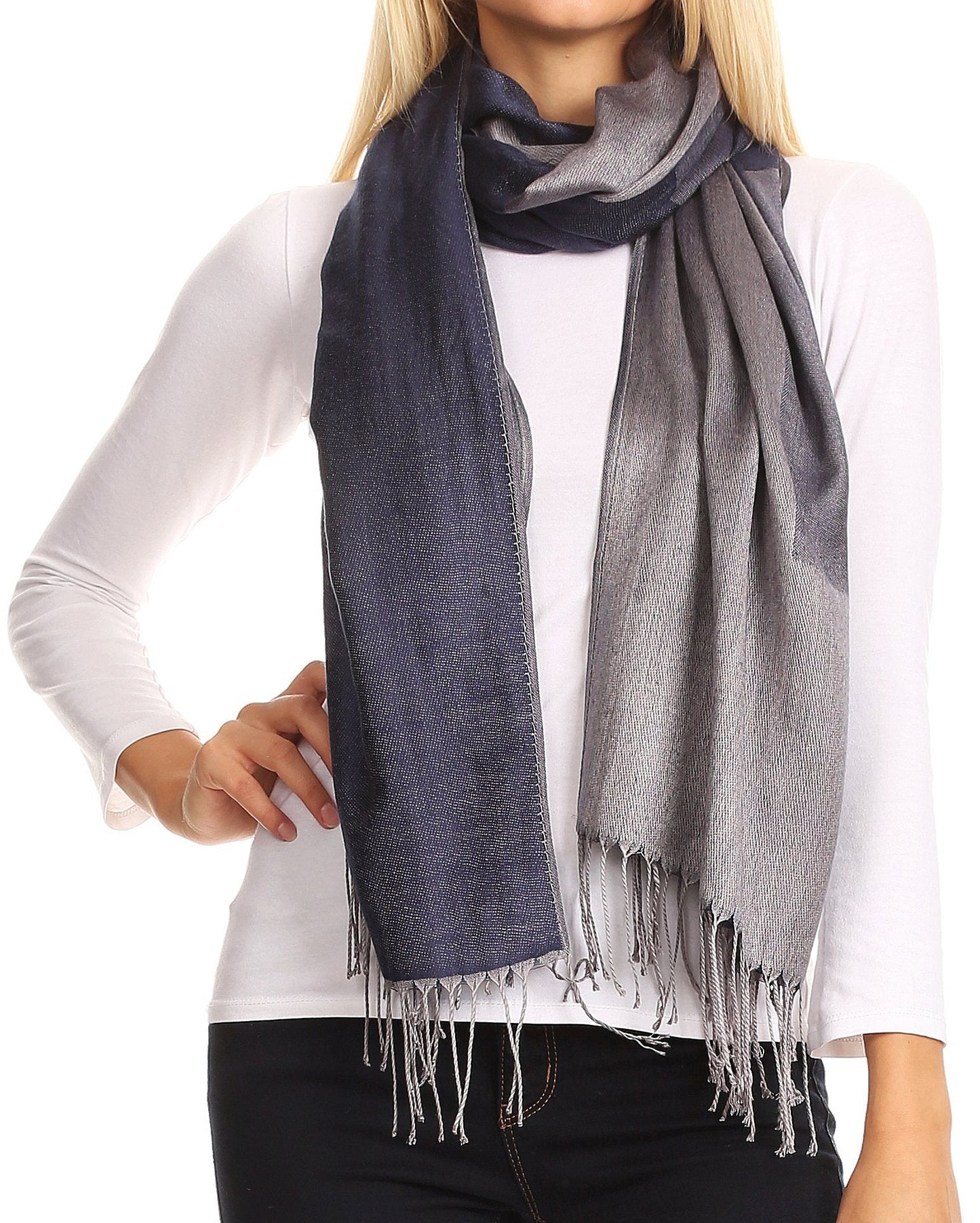 Sakkas Nicola Reversible Warm and Soft Unisex Scarf Stole Wrap Solid Color-block - Concordia Style Boutique