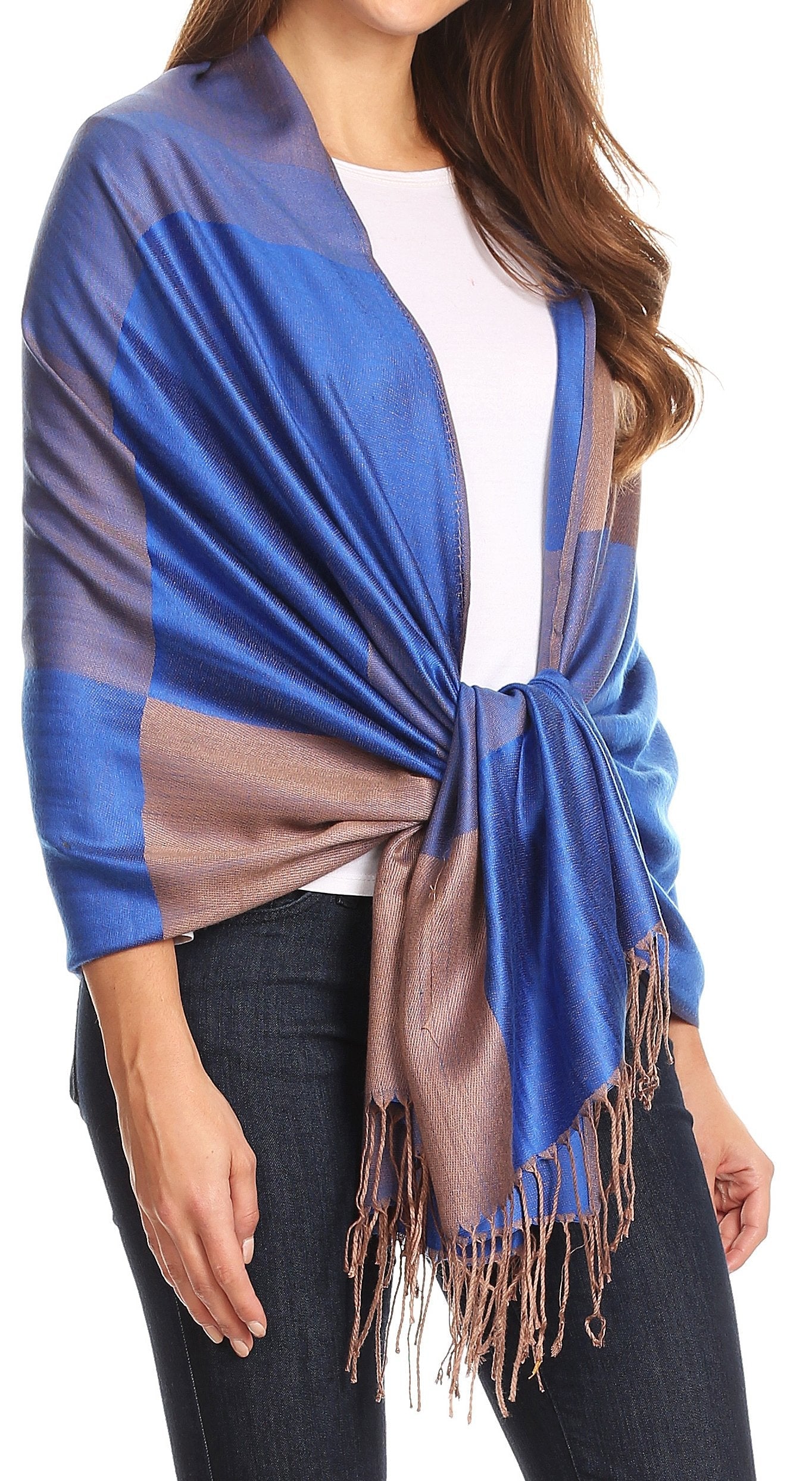 Sakkas Nicola Reversible Warm and Soft Unisex Scarf Stole Wrap Solid Color-block - Concordia Style Boutique