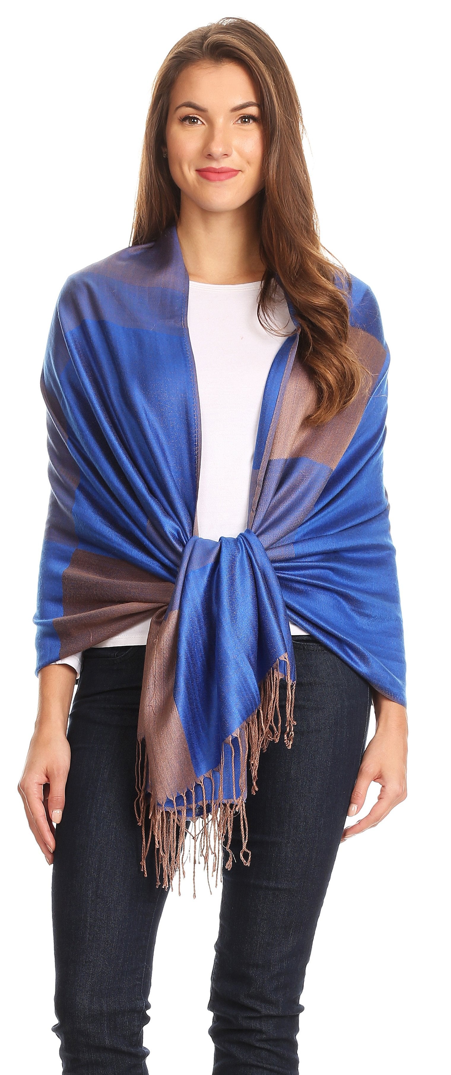 Sakkas Nicola Reversible Warm and Soft Unisex Scarf Stole Wrap Solid Color-block - Concordia Style Boutique