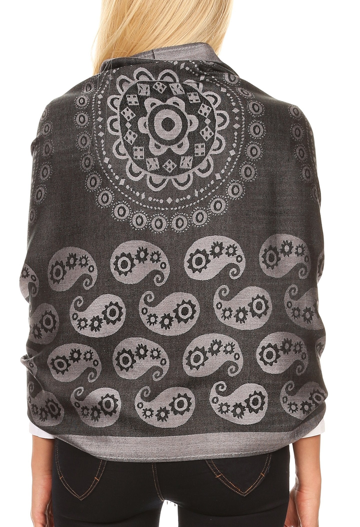 Sakkas Mia Reversible Brocade Paisley Scarf Wrap Shawl Soft and Light - Concordia Style Boutique