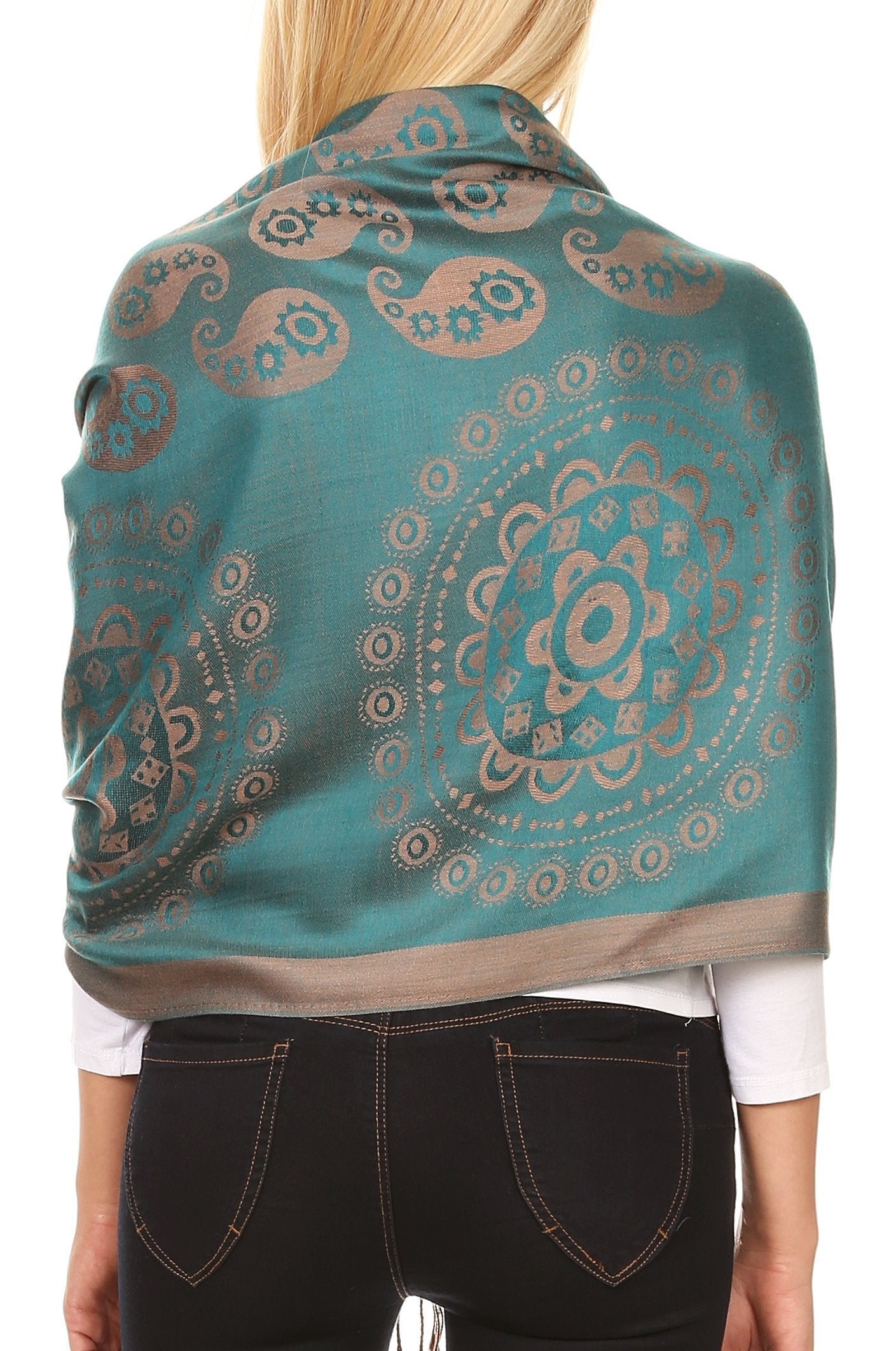 Sakkas Mia Reversible Brocade Paisley Scarf Wrap Shawl Soft and Light - Concordia Style Boutique