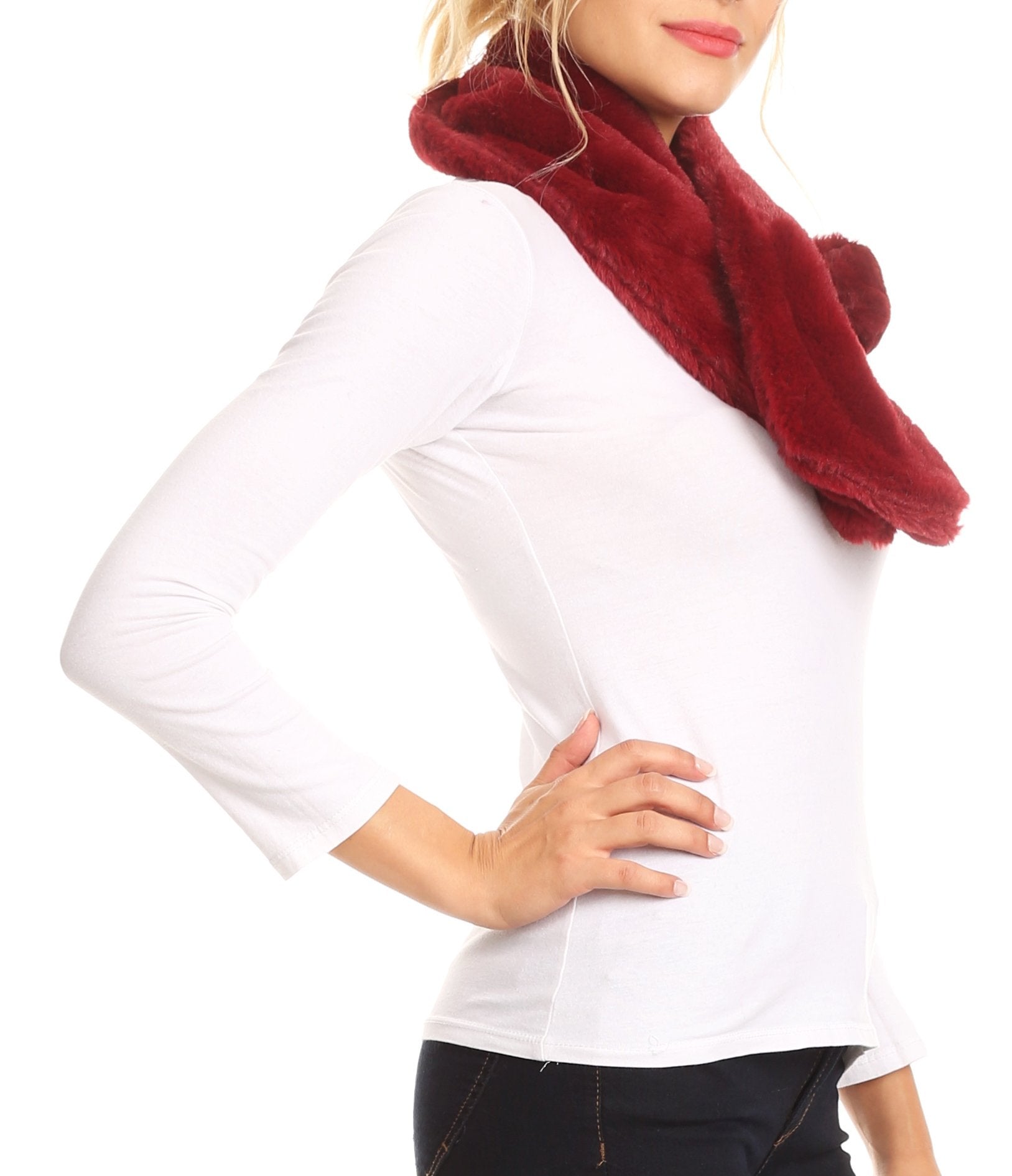 Sakkas Elise Faux Fur Mink Soft Warm Scarf with Pom-Pom - Concordia Style Boutique