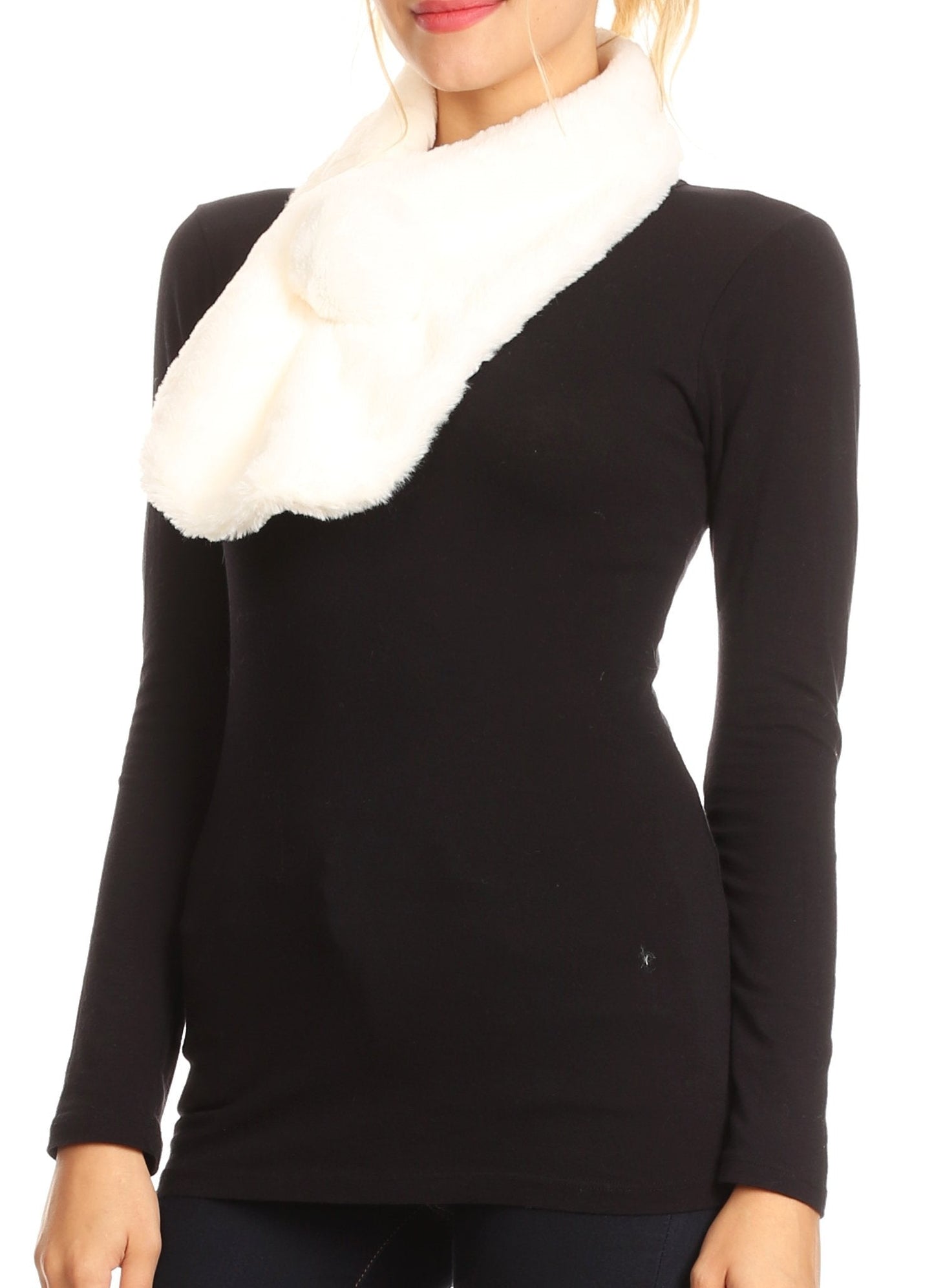 Sakkas Elise Faux Fur Mink Soft Warm Scarf with Pom-Pom - Concordia Style Boutique