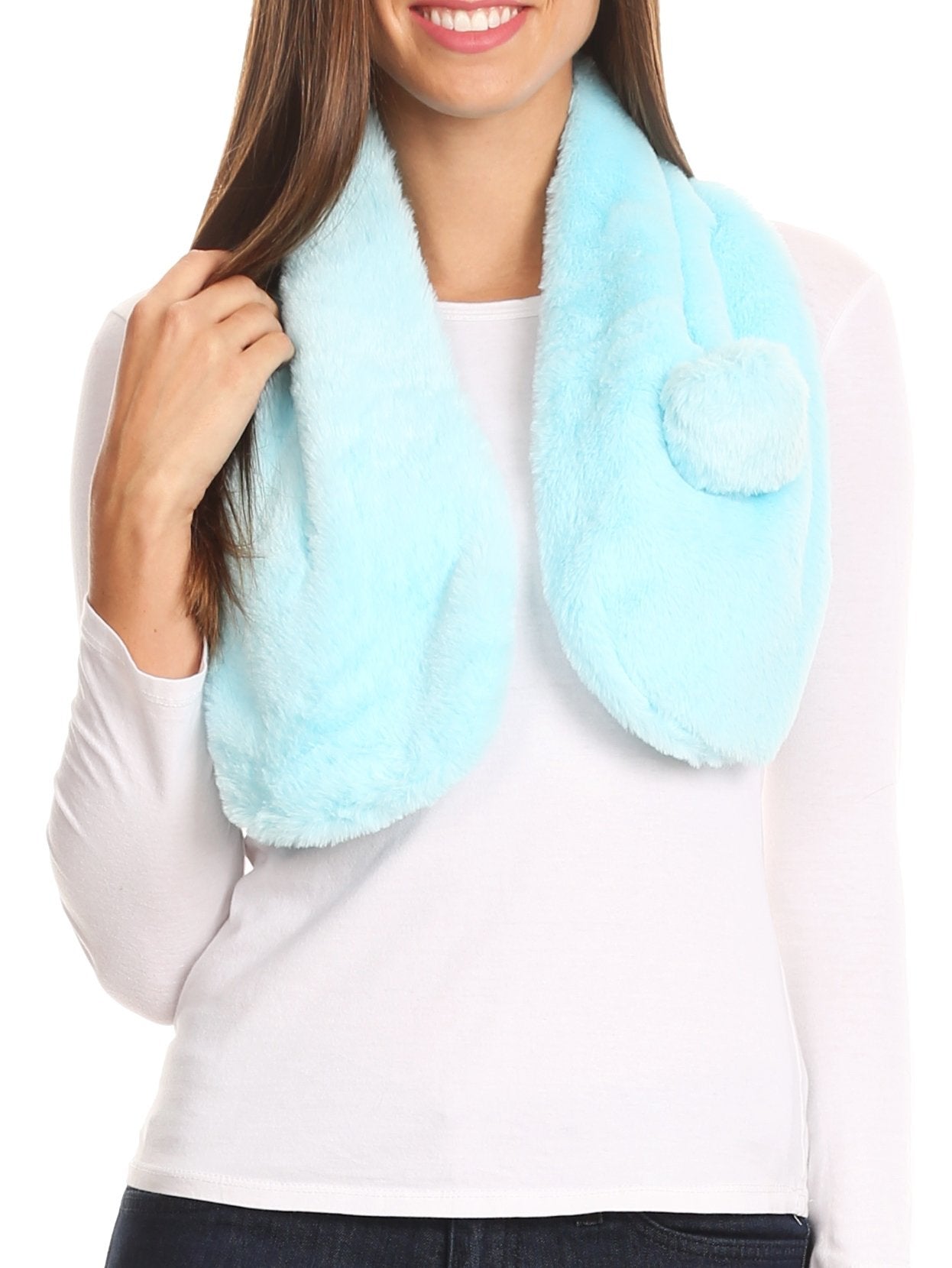 Sakkas Elise Faux Fur Mink Soft Warm Scarf with Pom-Pom - Concordia Style Boutique