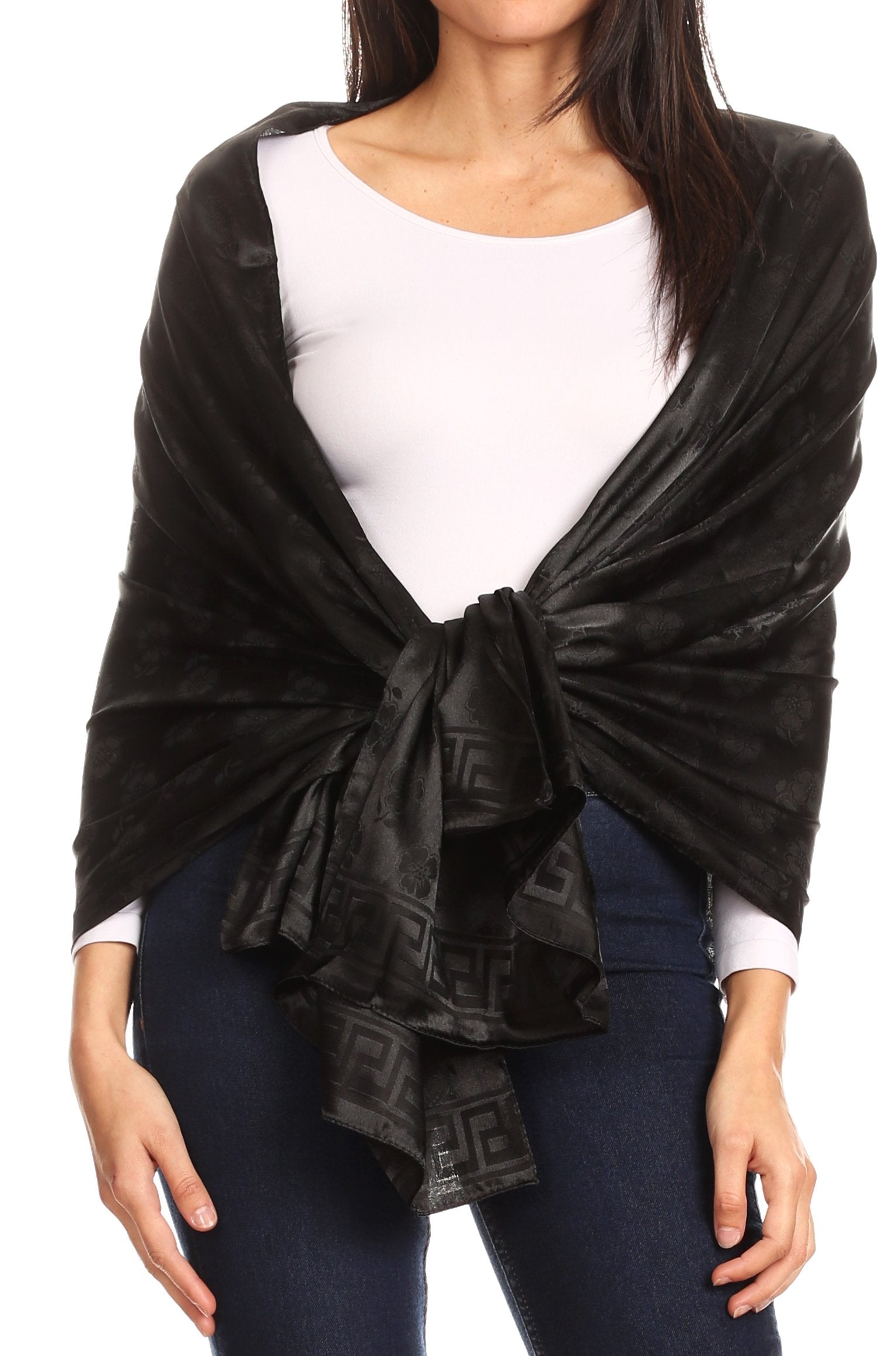 Sakkas Litta Women's Brocade Evening Shawl Wrap Head Scarf Large Soft Wedding - Concordia Style Boutique