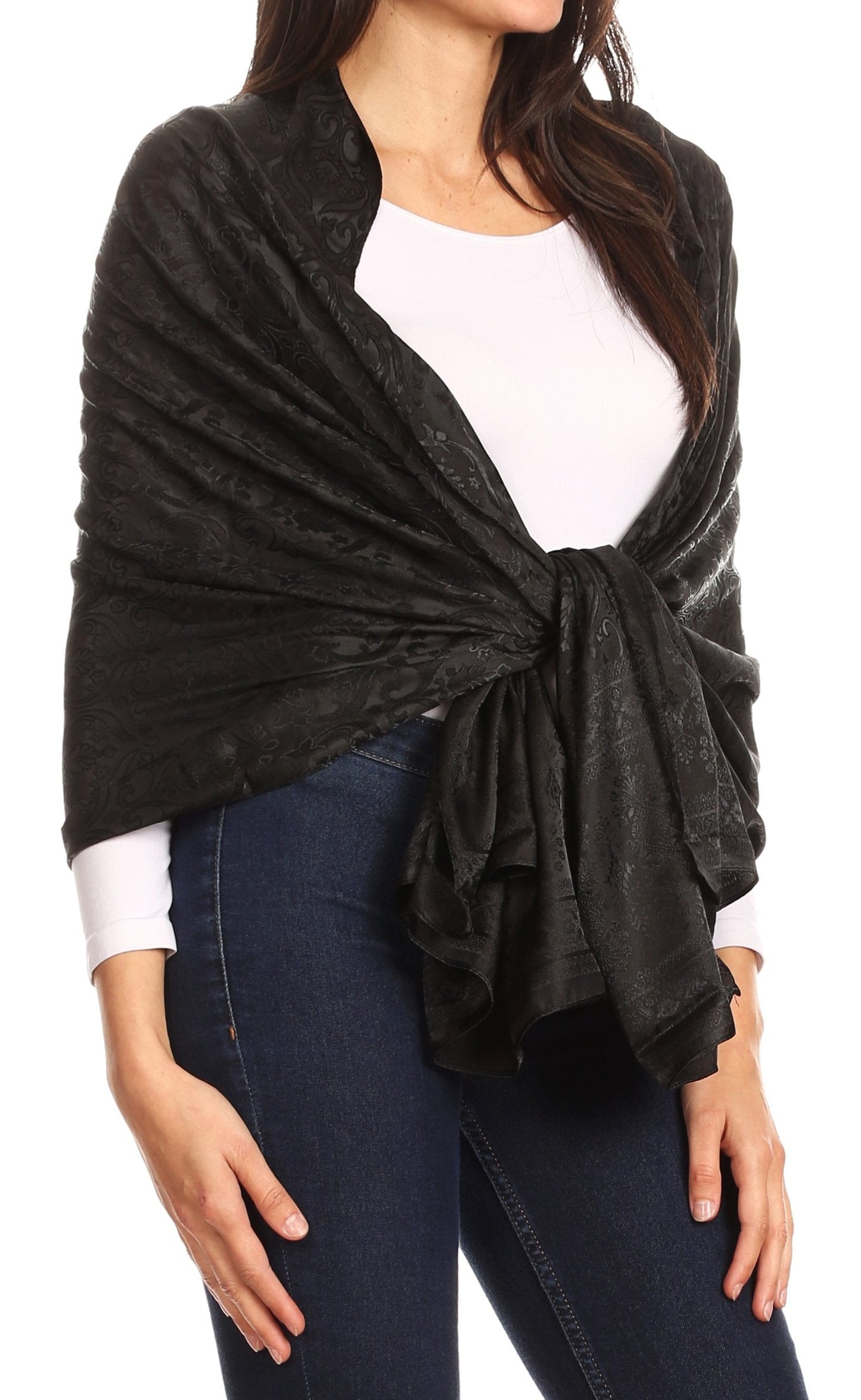 Sakkas Litta Women's Brocade Evening Shawl Wrap Head Scarf Large Soft Wedding - Concordia Style Boutique