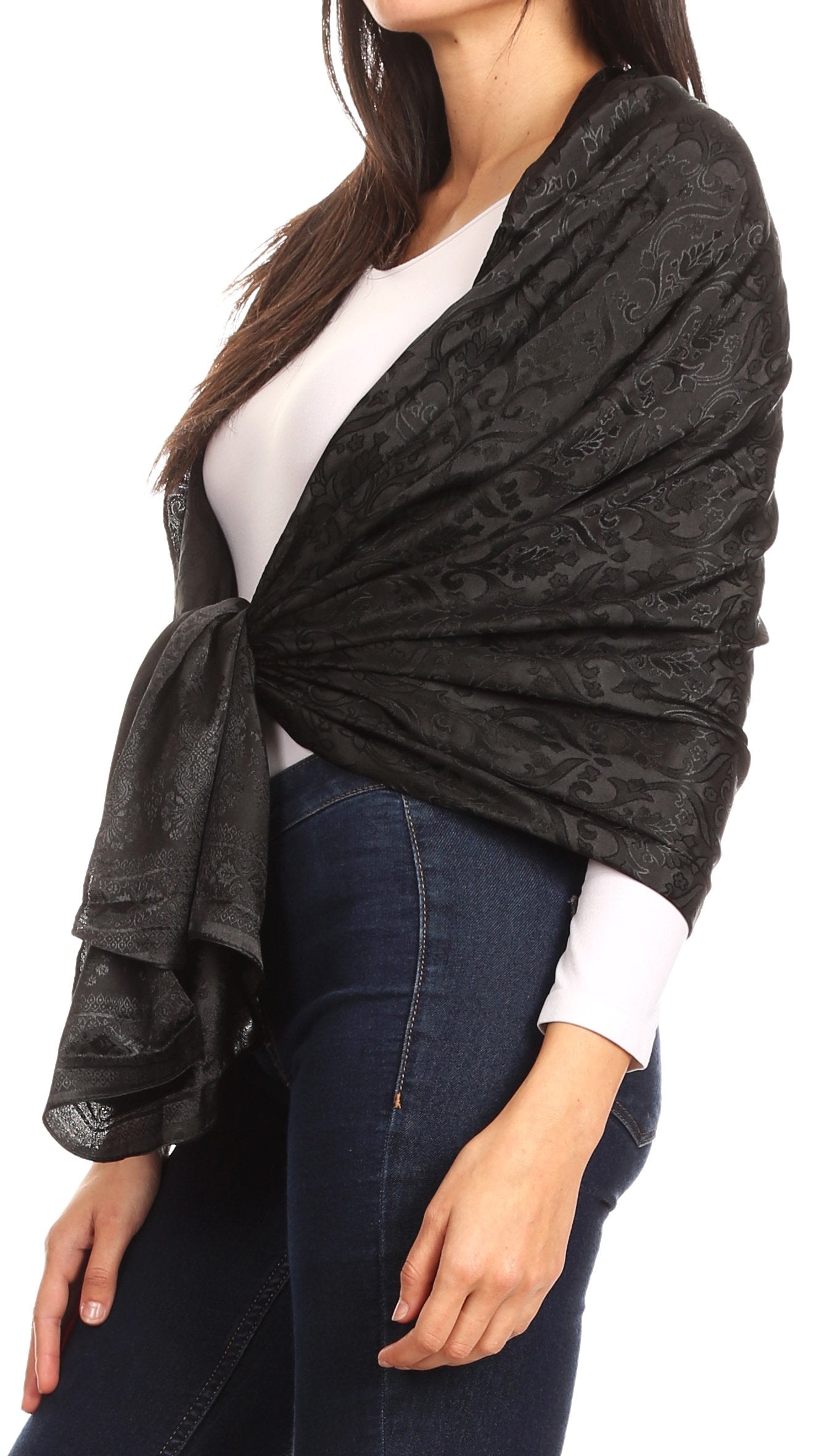 Sakkas Litta Women's Brocade Evening Shawl Wrap Head Scarf Large Soft Wedding - Concordia Style Boutique