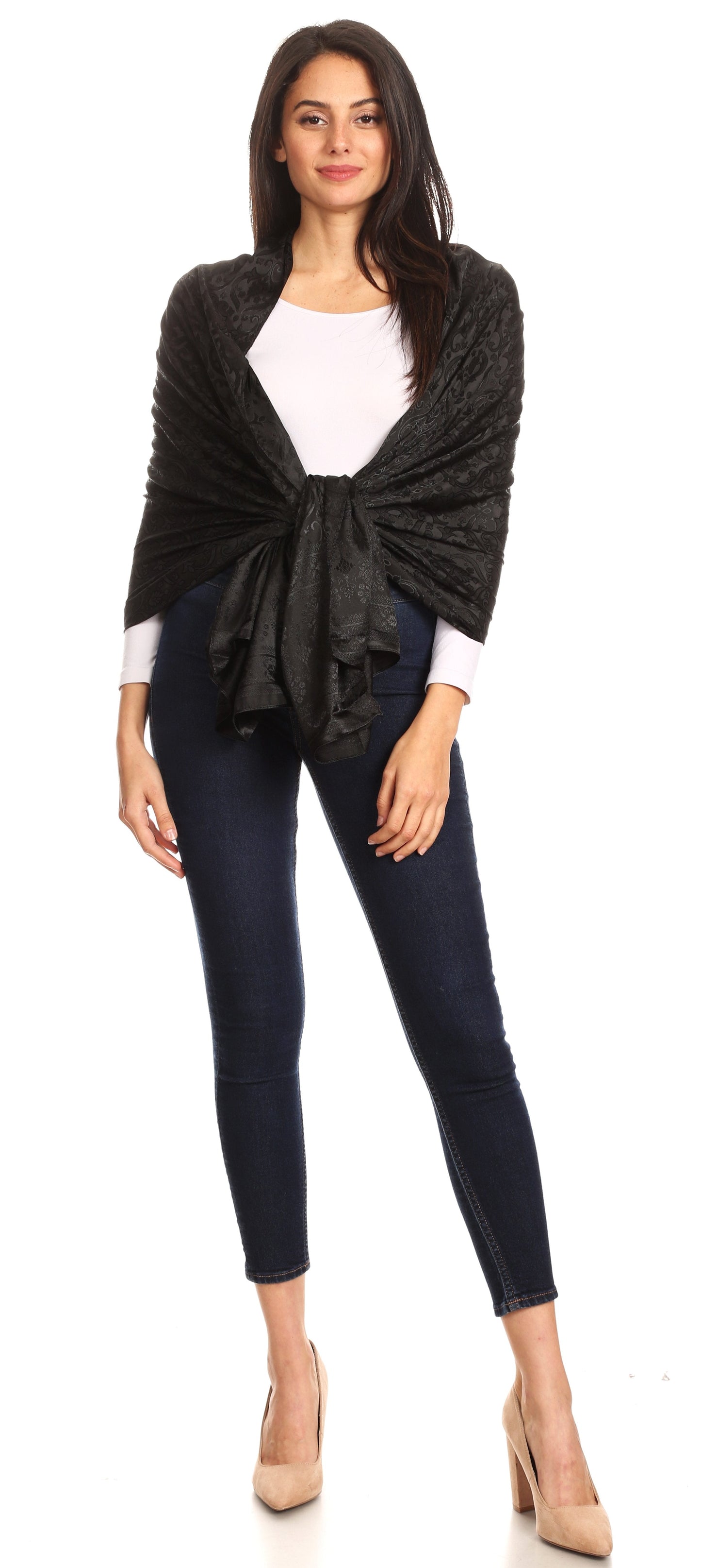 Sakkas Litta Women's Brocade Evening Shawl Wrap Head Scarf Large Soft Wedding - Concordia Style Boutique