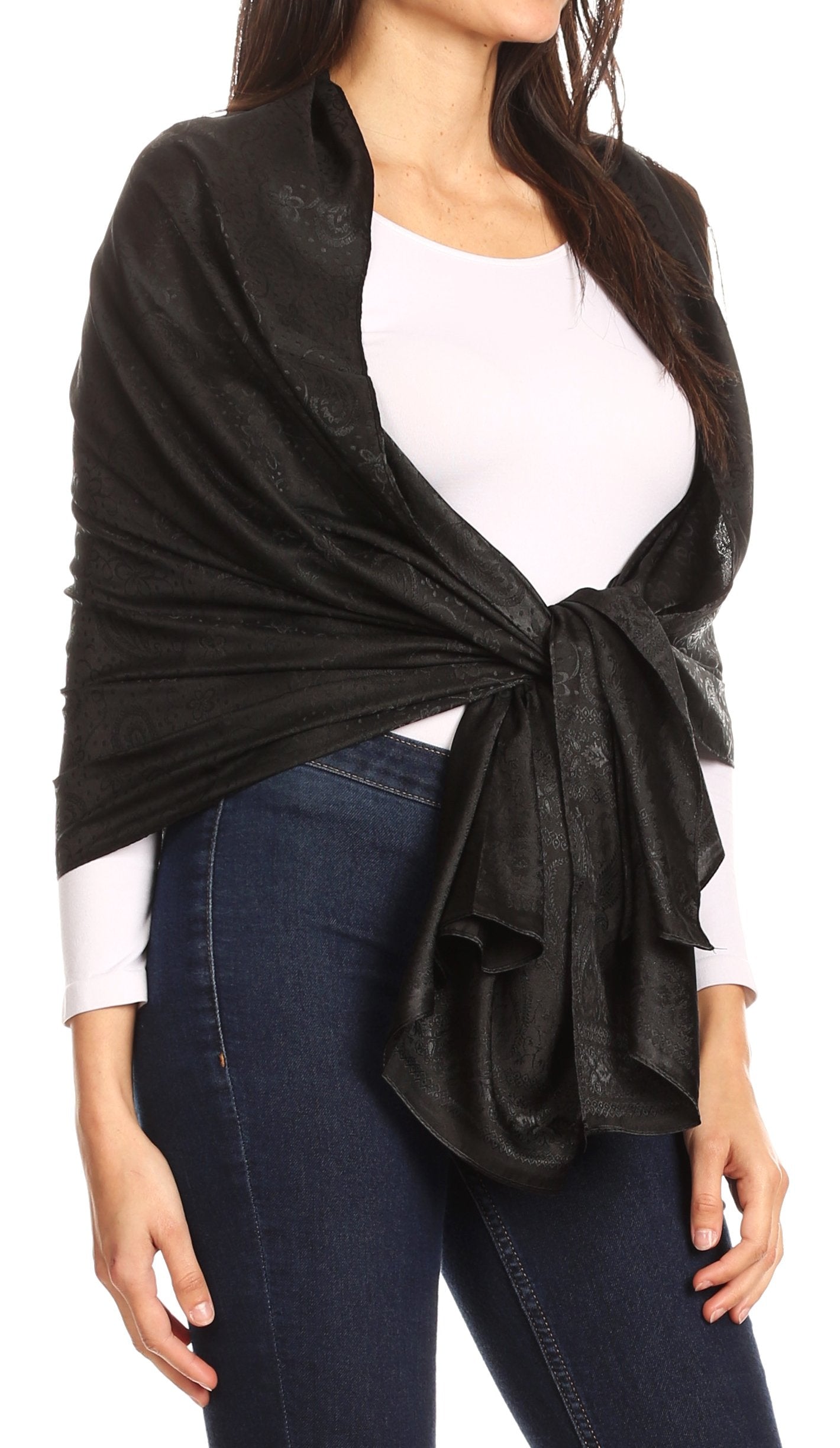 Sakkas Litta Women's Brocade Evening Shawl Wrap Head Scarf Large Soft Wedding - Concordia Style Boutique