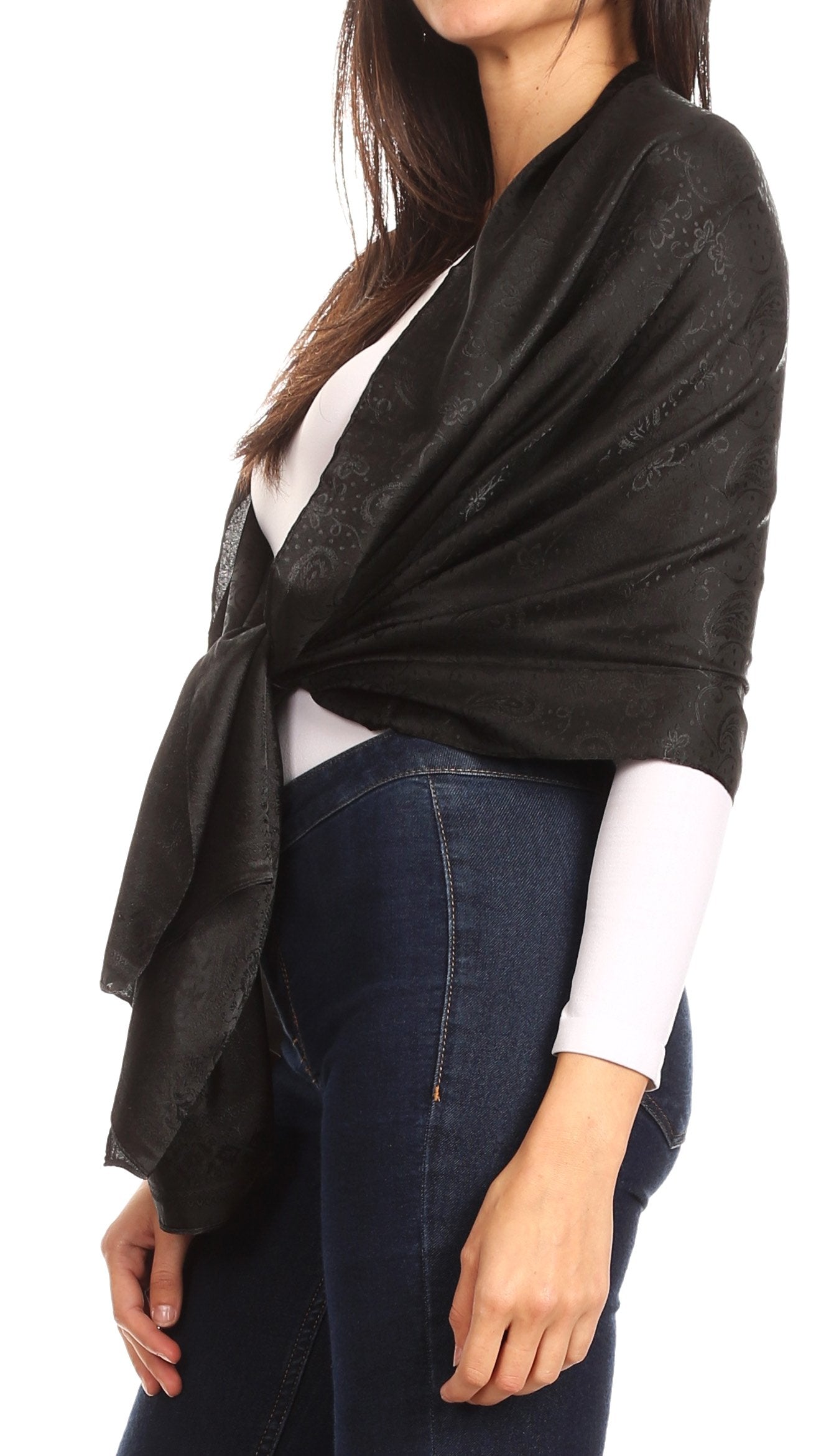Sakkas Litta Women's Brocade Evening Shawl Wrap Head Scarf Large Soft Wedding - Concordia Style Boutique