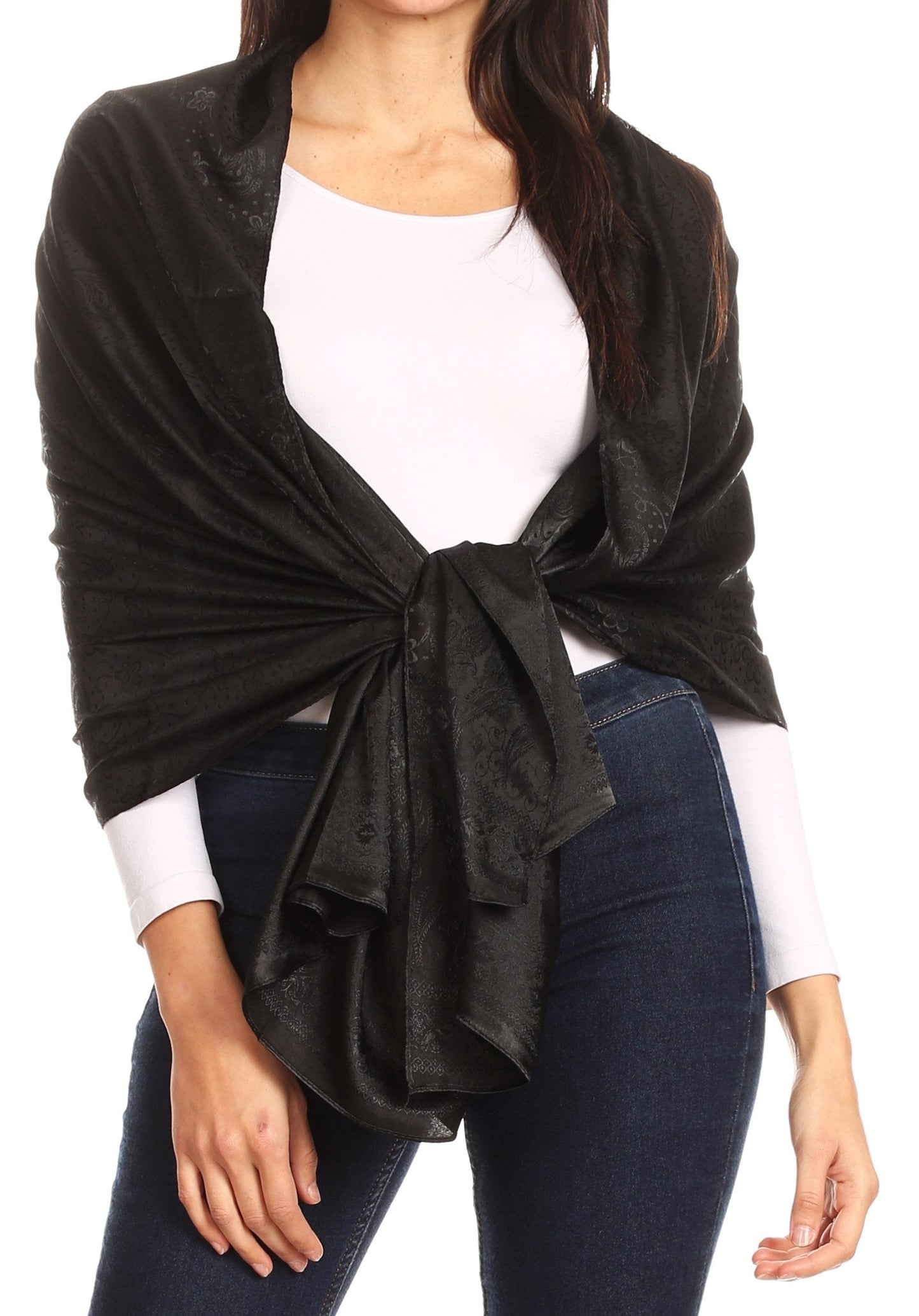 Sakkas Litta Women's Brocade Evening Shawl Wrap Head Scarf Large Soft Wedding - Concordia Style Boutique