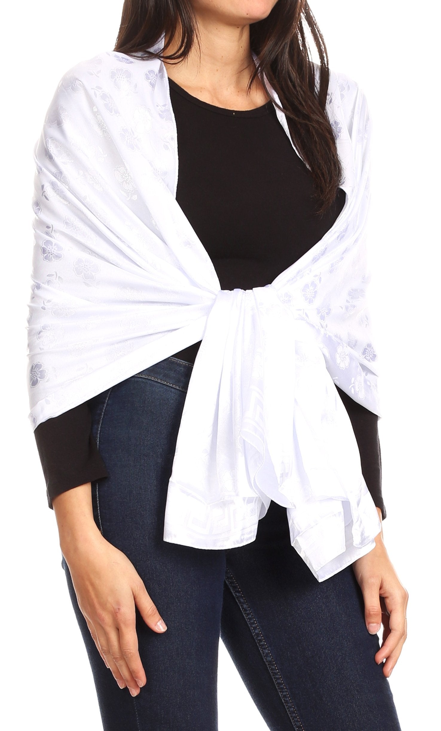 Sakkas Litta Women's Brocade Evening Shawl Wrap Head Scarf Large Soft Wedding - Concordia Style Boutique