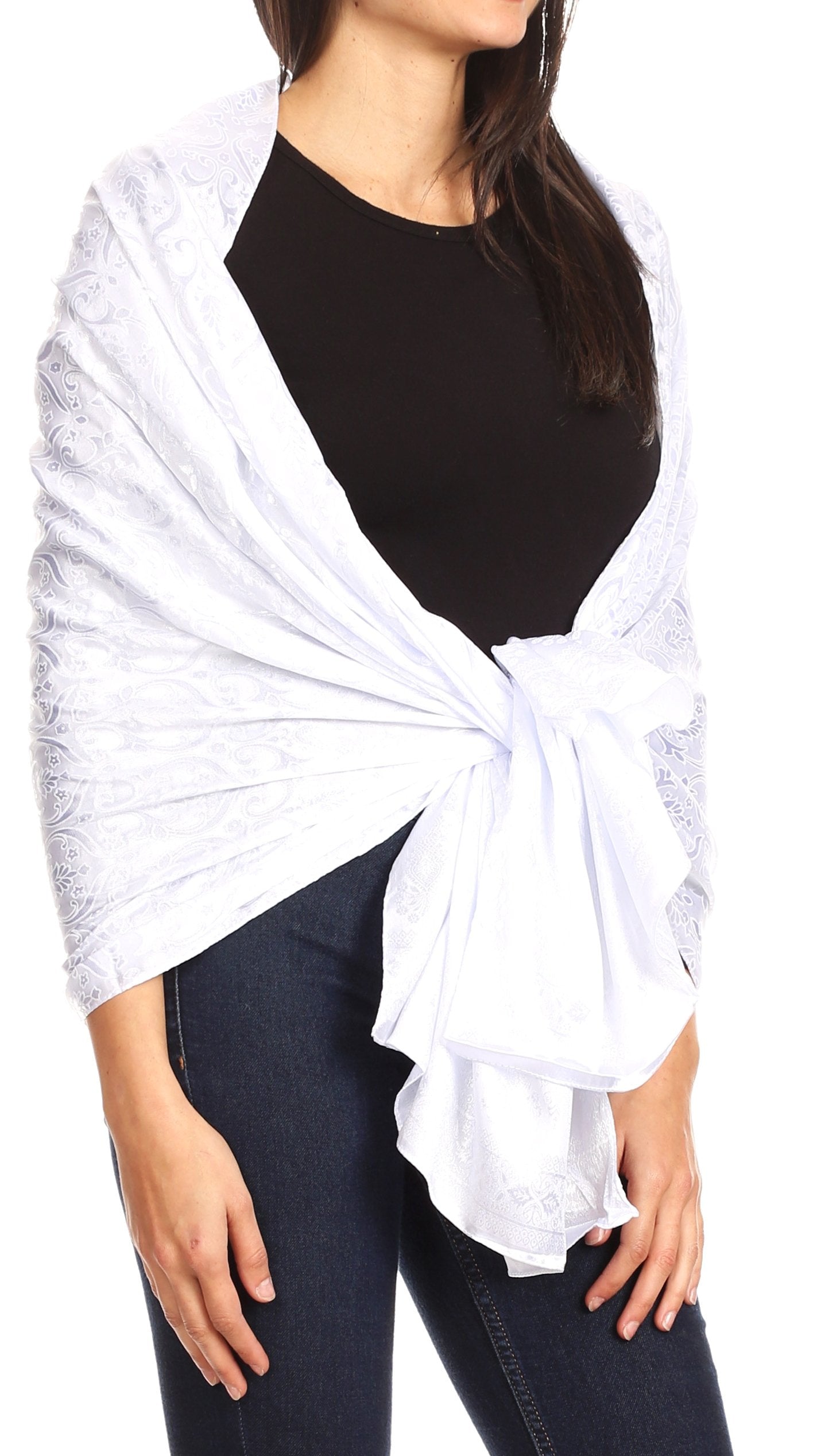 Sakkas Litta Women's Brocade Evening Shawl Wrap Head Scarf Large Soft Wedding - Concordia Style Boutique