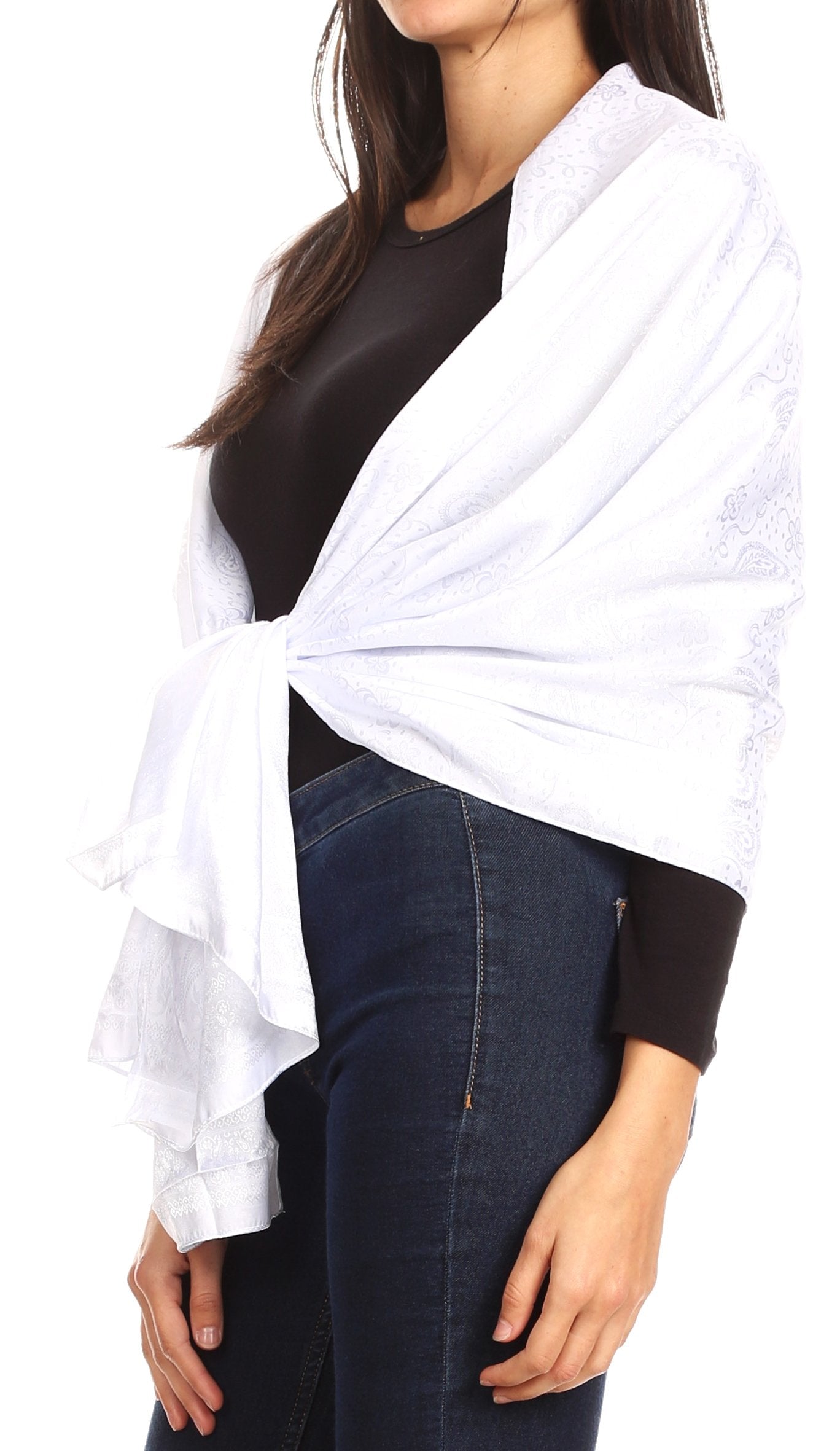 Sakkas Litta Women's Brocade Evening Shawl Wrap Head Scarf Large Soft Wedding - Concordia Style Boutique