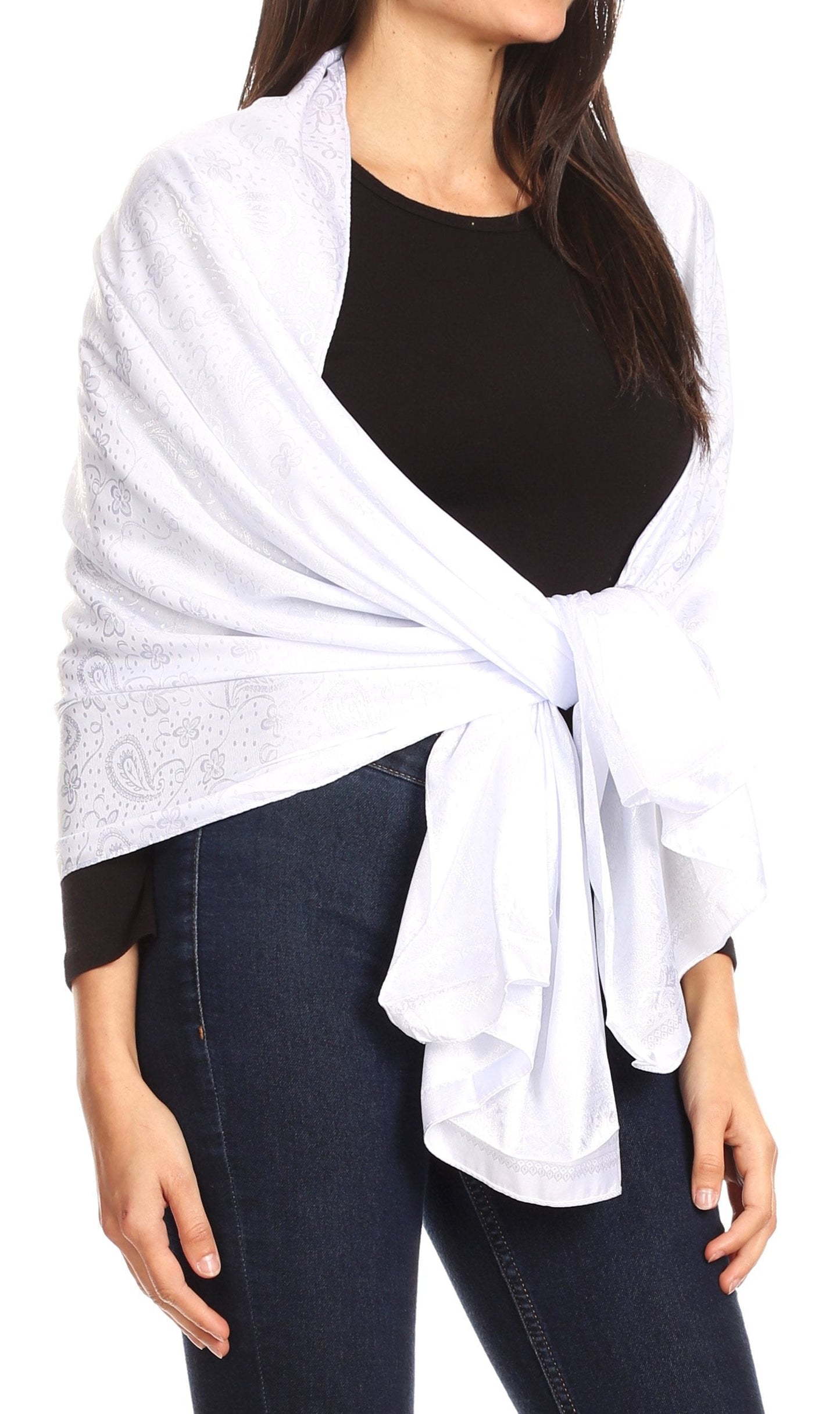 Sakkas Litta Women's Brocade Evening Shawl Wrap Head Scarf Large Soft Wedding - Concordia Style Boutique