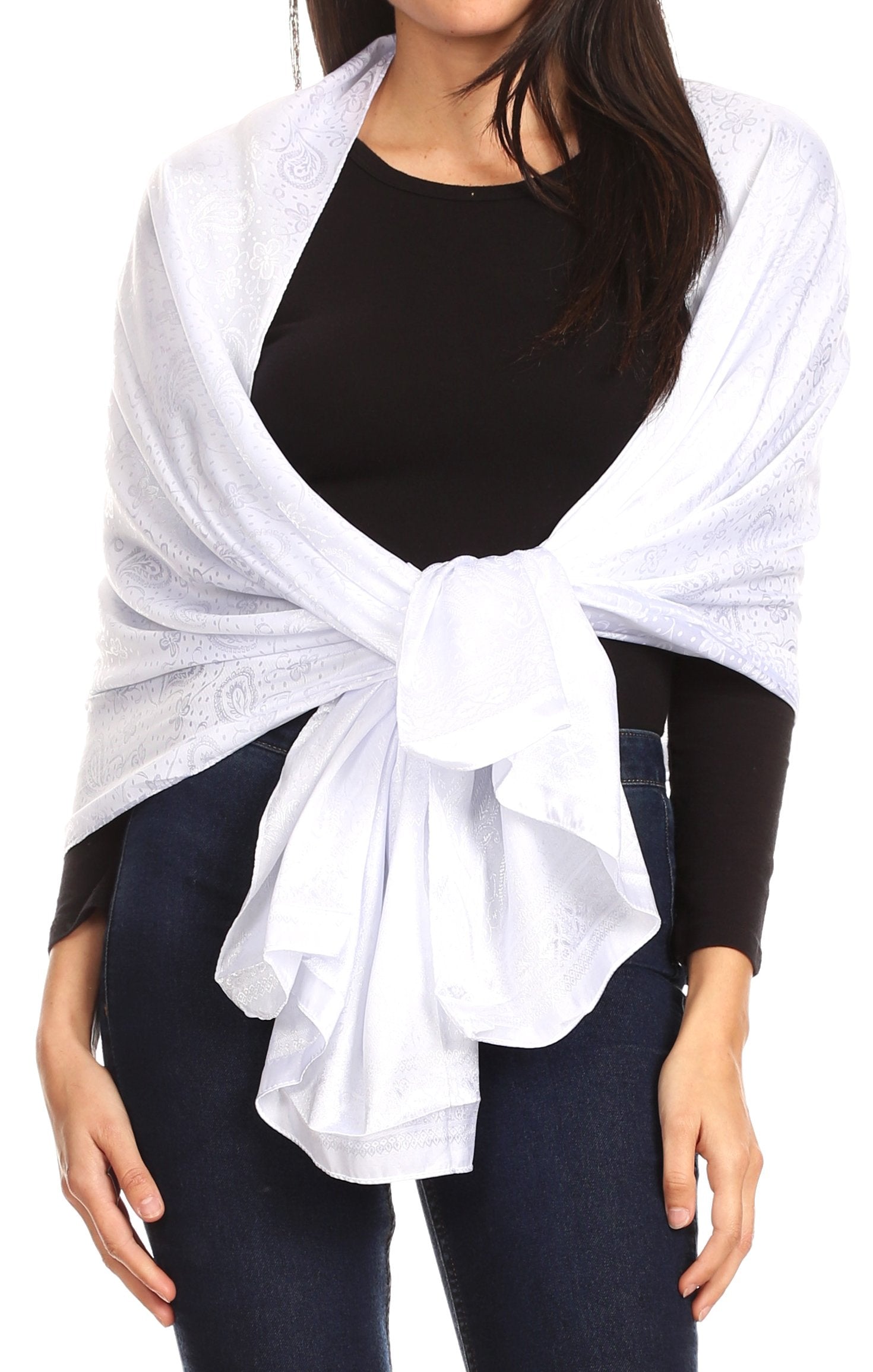 Sakkas Litta Women's Brocade Evening Shawl Wrap Head Scarf Large Soft Wedding - Concordia Style Boutique