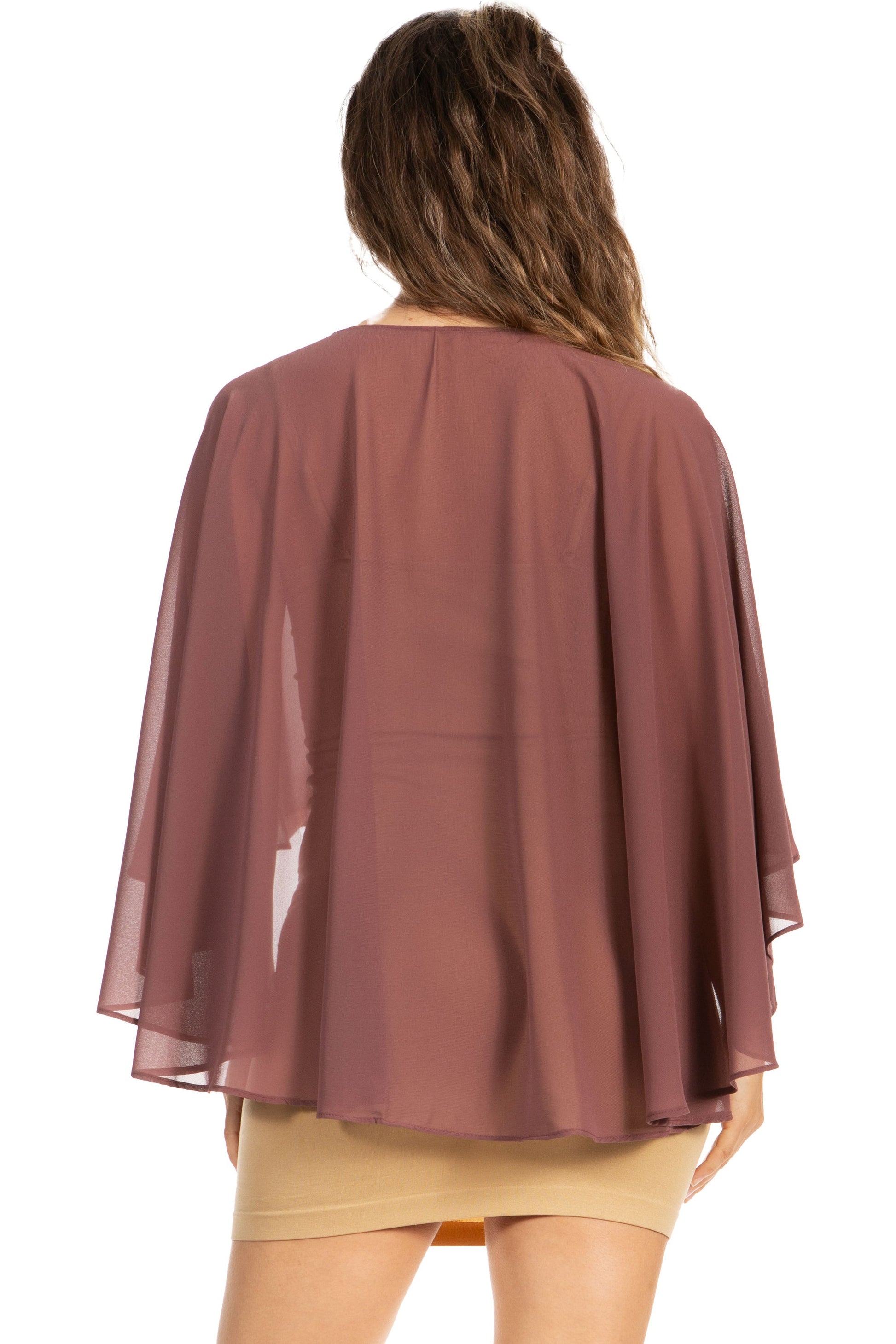 Sakkas Anya Women's Soft Chiffon Wedding Bridesmaid Bridal Cape Wrap Bolero Shrug - Concordia Style Boutique