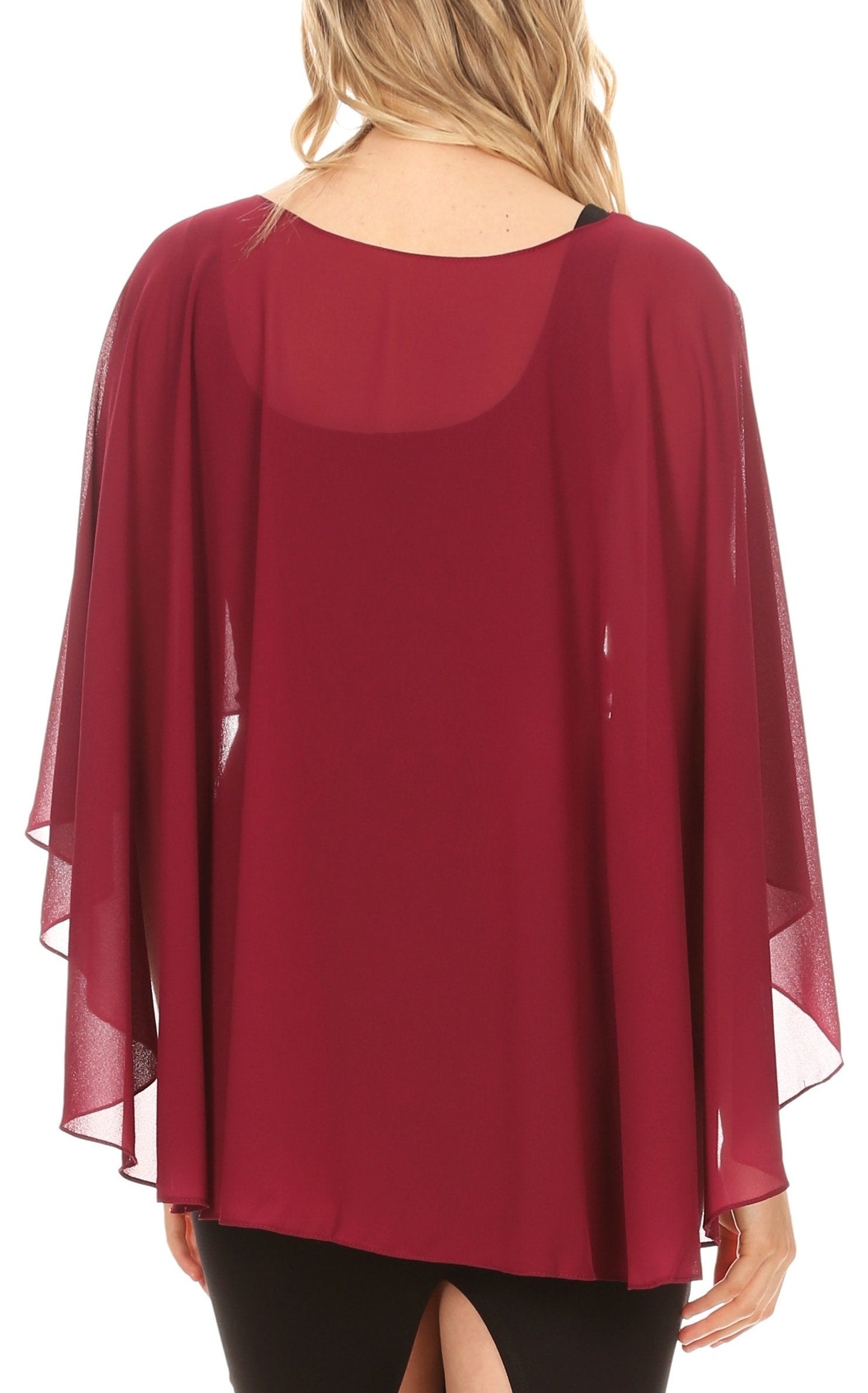Sakkas Anya Women's Soft Chiffon Wedding Bridesmaid Bridal Cape Wrap Bolero Shrug - Concordia Style Boutique