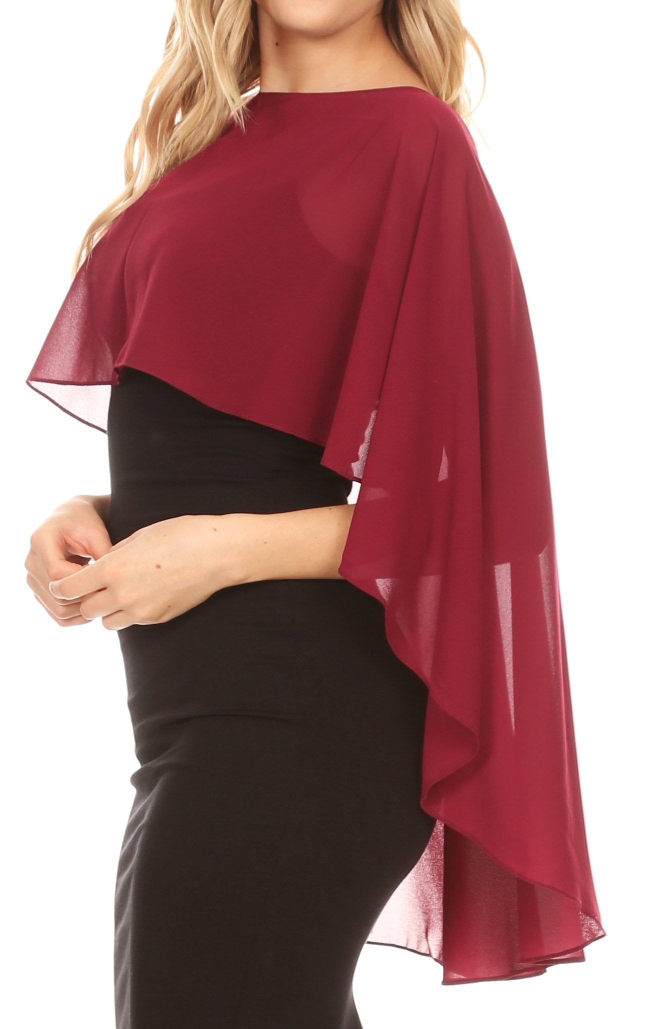 Sakkas Anya Women's Soft Chiffon Wedding Bridesmaid Bridal Cape Wrap Bolero Shrug - Concordia Style Boutique