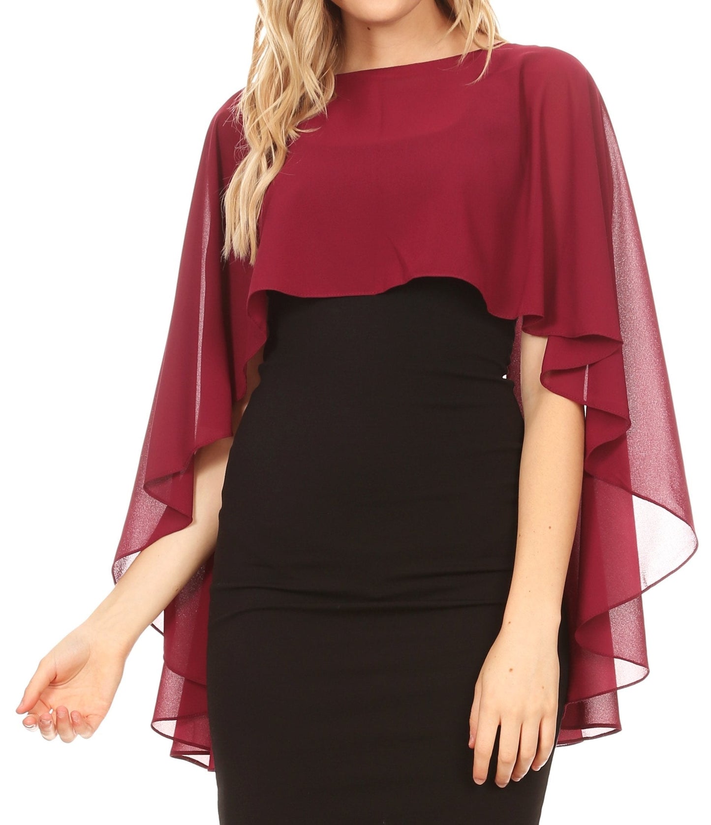 Sakkas Anya Women's Soft Chiffon Wedding Bridesmaid Bridal Cape Wrap Bolero Shrug - Concordia Style Boutique