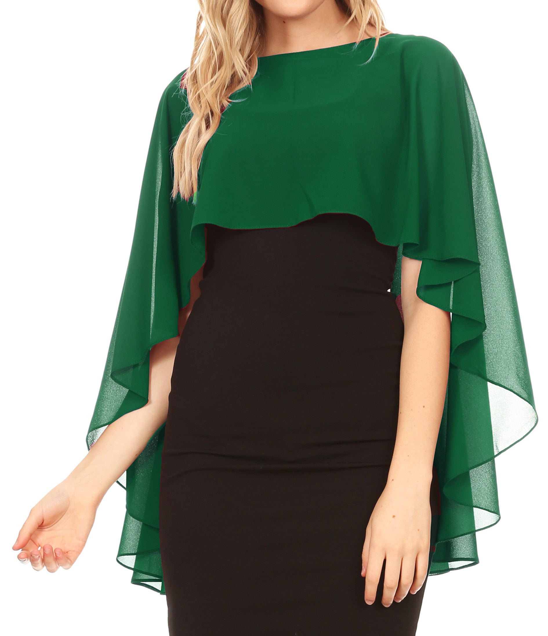 Sakkas Anya Women's Soft Chiffon Wedding Bridesmaid Bridal Cape Wrap Bolero Shrug - Concordia Style Boutique