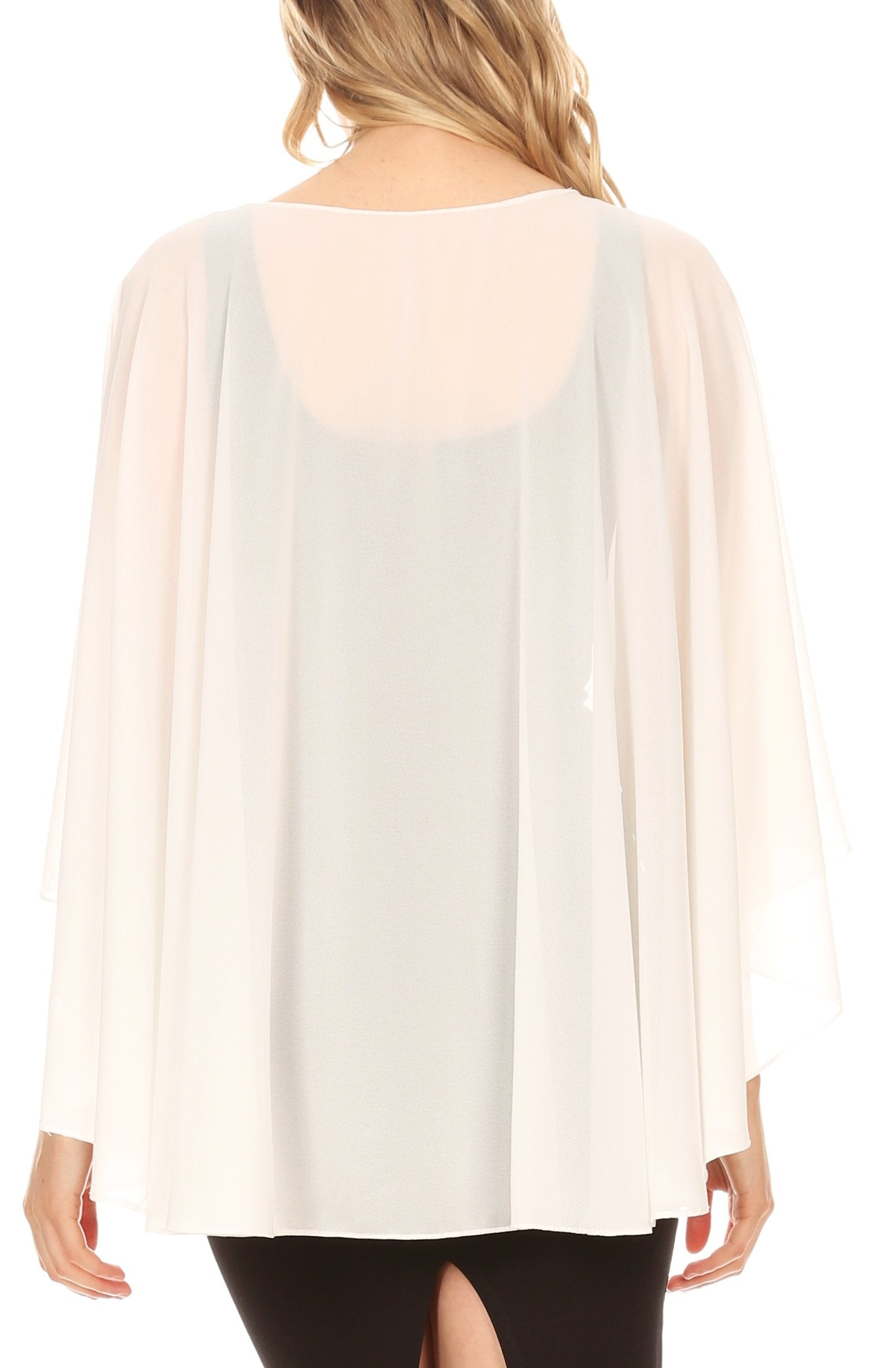 Sakkas Anya Women's Soft Chiffon Wedding Bridesmaid Bridal Cape Wrap Bolero Shrug - Concordia Style Boutique