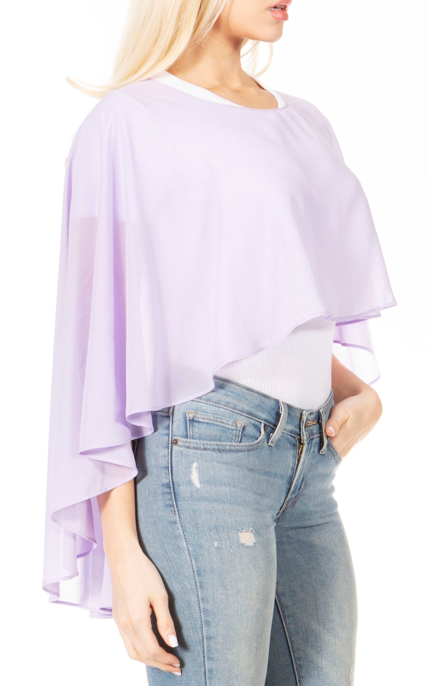 Sakkas Anya Women's Soft Chiffon Wedding Bridesmaid Bridal Cape Wrap Bolero Shrug - Concordia Style Boutique
