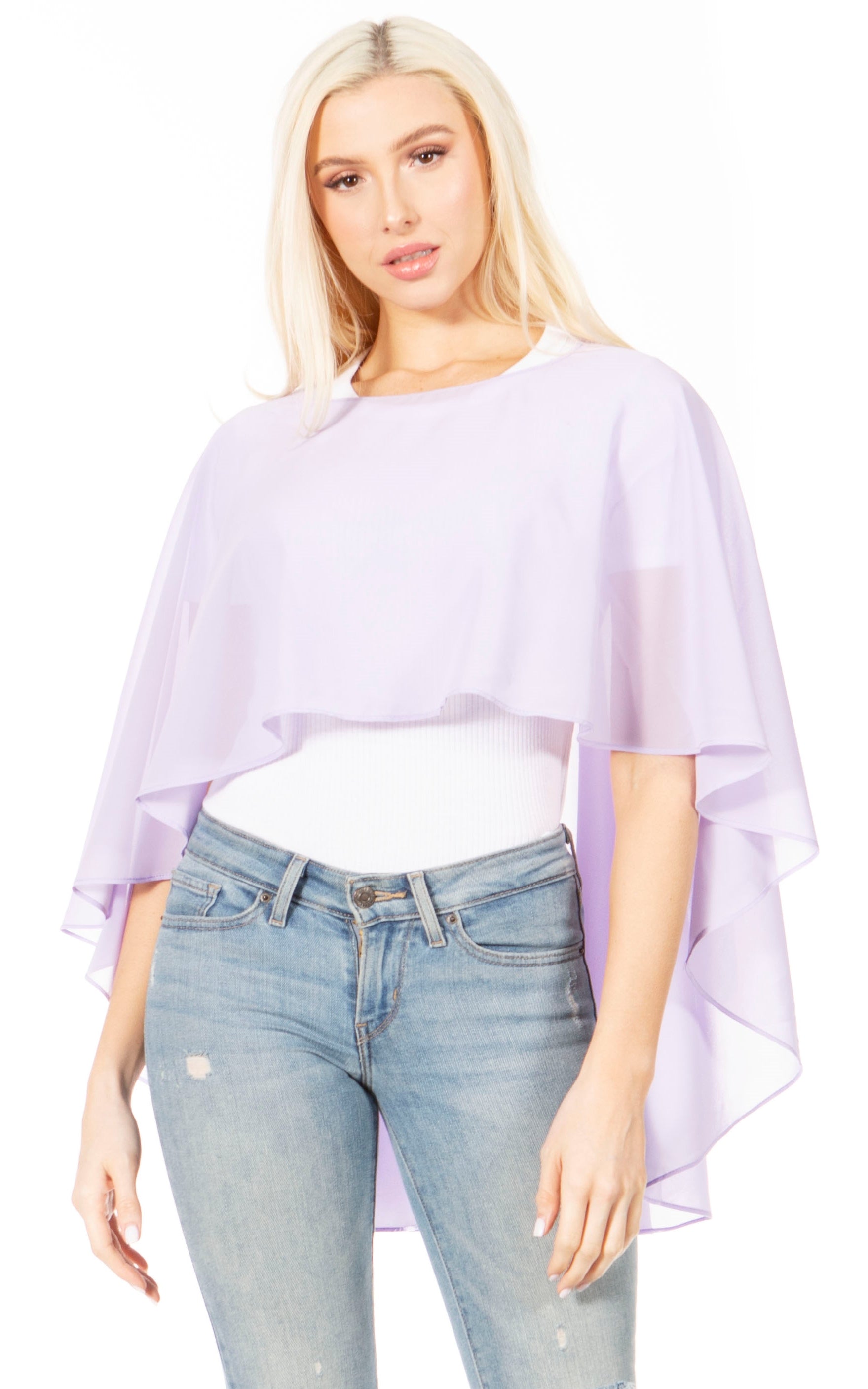 Sakkas Anya Women's Soft Chiffon Wedding Bridesmaid Bridal Cape Wrap Bolero Shrug - Concordia Style Boutique