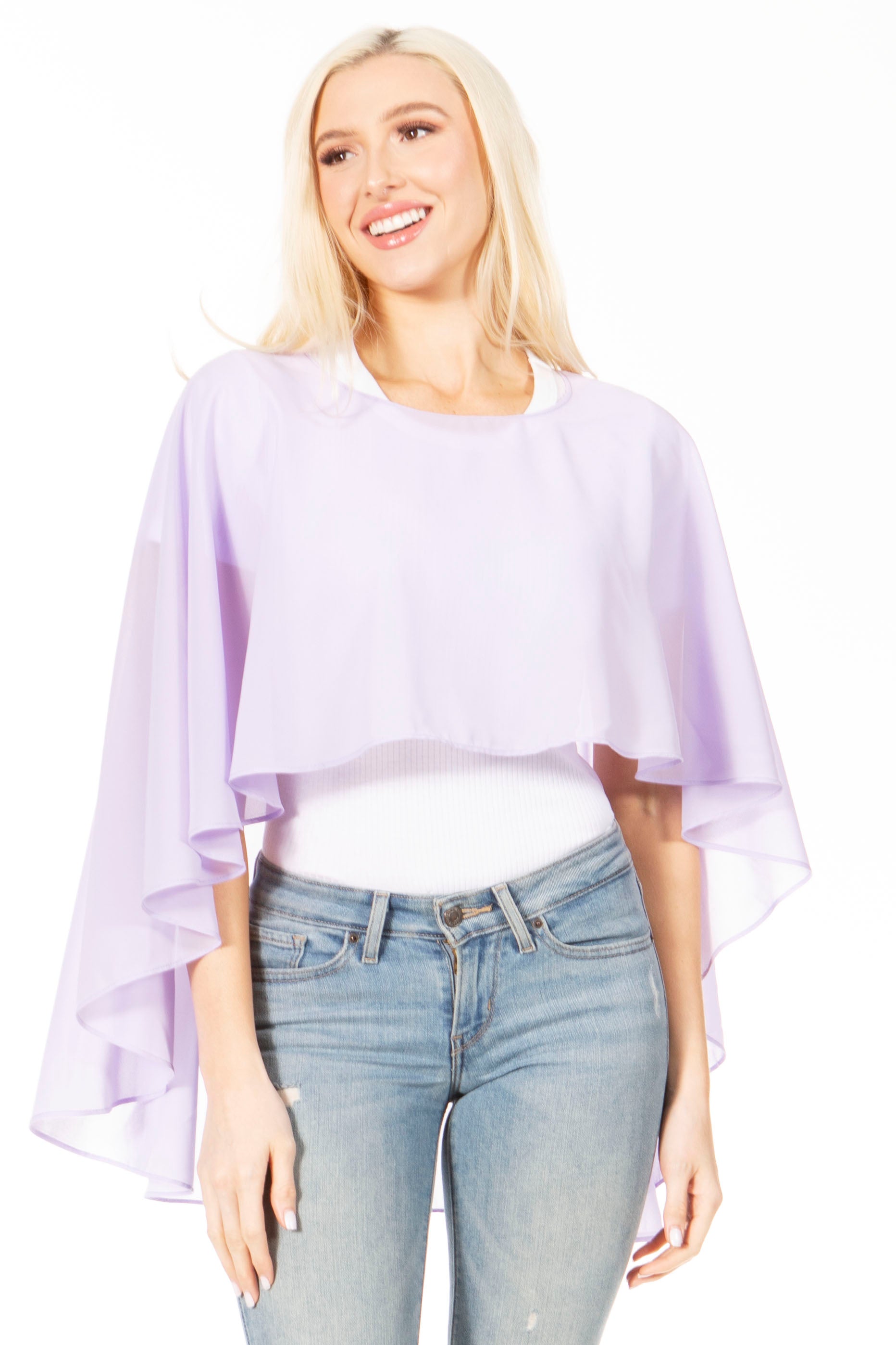 Sakkas Anya Women's Soft Chiffon Wedding Bridesmaid Bridal Cape Wrap Bolero Shrug - Concordia Style Boutique