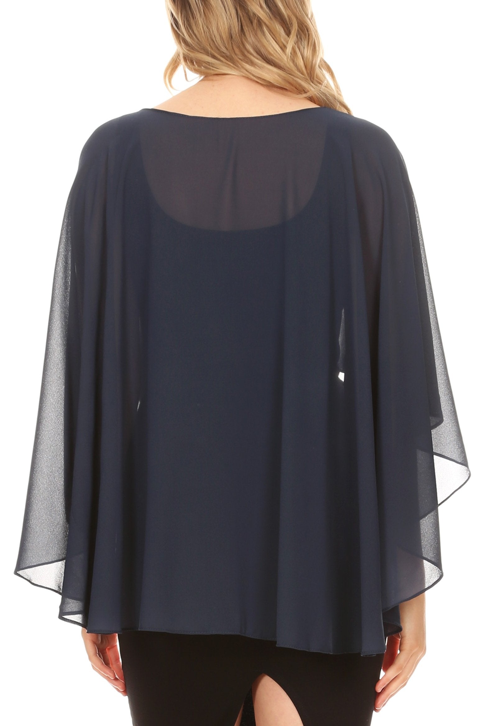Sakkas Anya Women's Soft Chiffon Wedding Bridesmaid Bridal Cape Wrap Bolero Shrug - Concordia Style Boutique