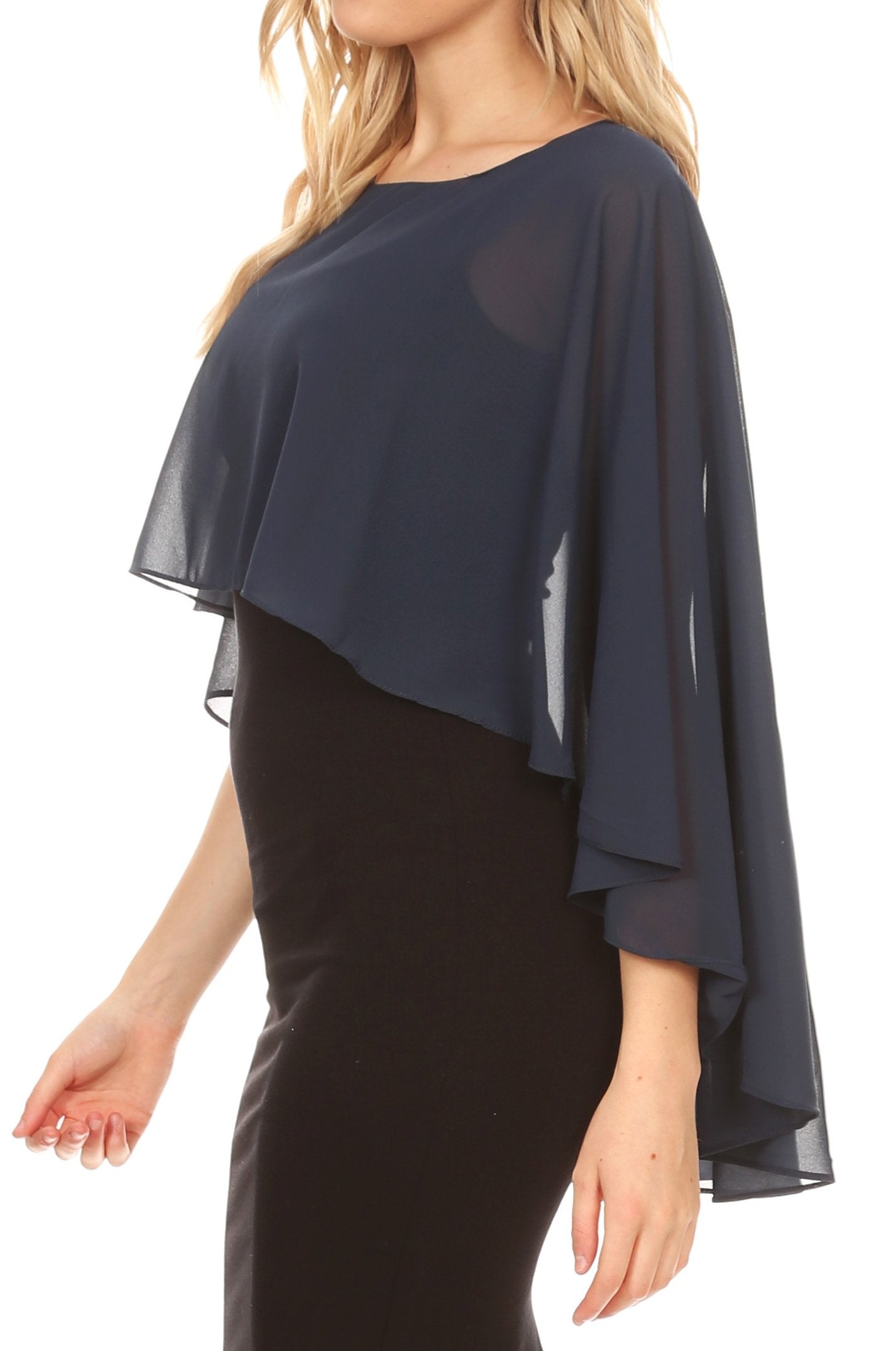 Sakkas Anya Women's Soft Chiffon Wedding Bridesmaid Bridal Cape Wrap Bolero Shrug - Concordia Style Boutique