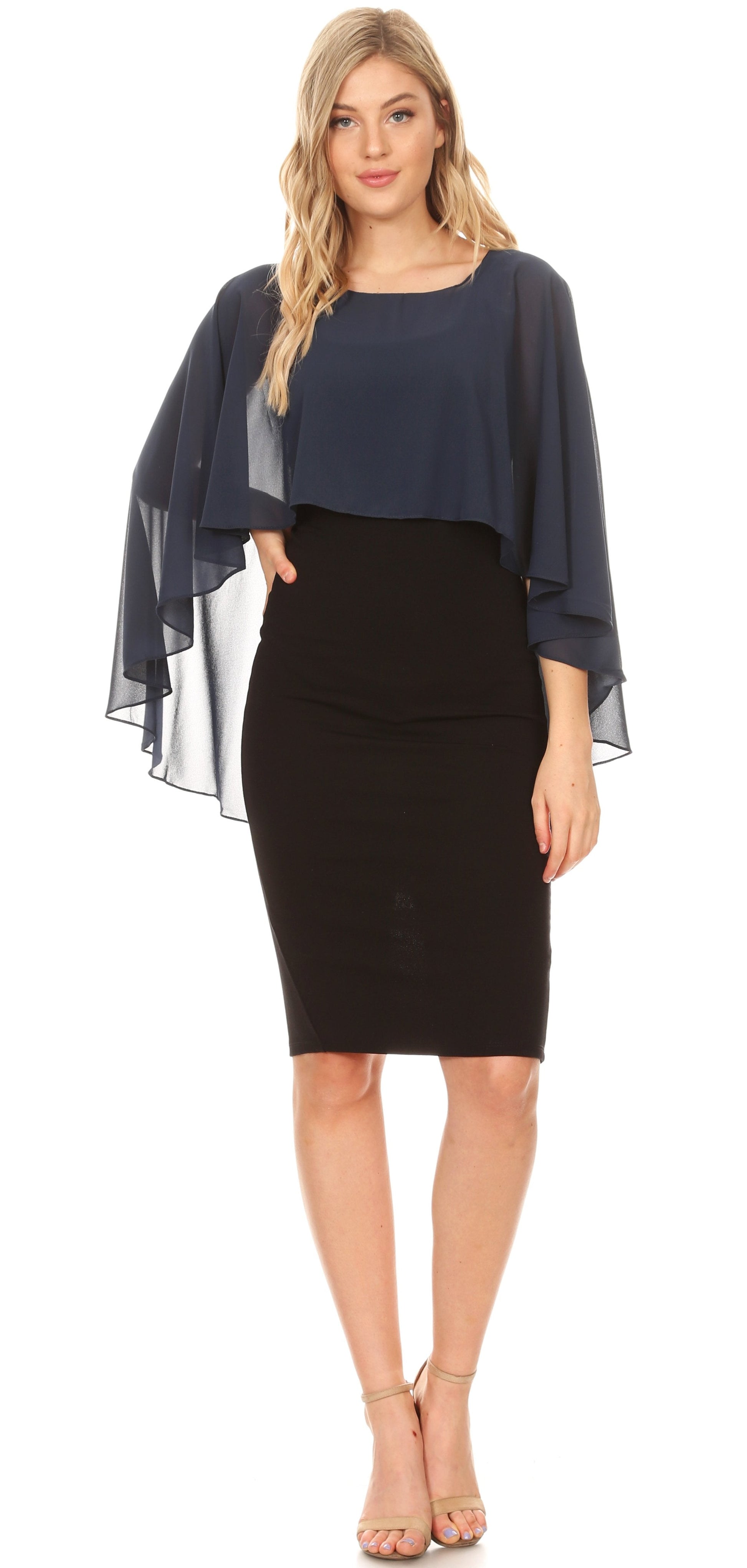 Sakkas Anya Women's Soft Chiffon Wedding Bridesmaid Bridal Cape Wrap Bolero Shrug - Concordia Style Boutique
