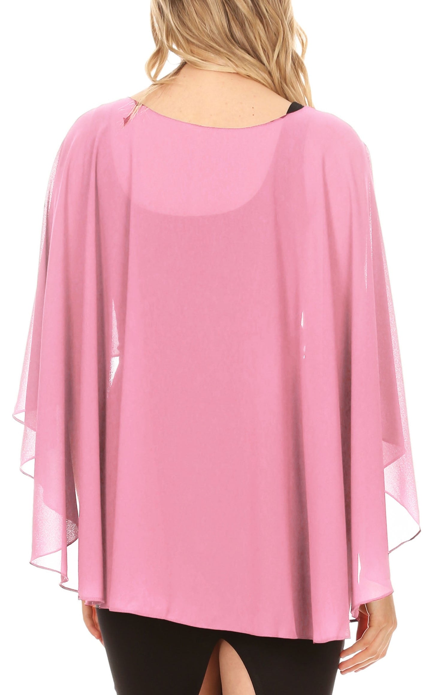 Sakkas Anya Women's Soft Chiffon Wedding Bridesmaid Bridal Cape Wrap Bolero Shrug - Concordia Style Boutique