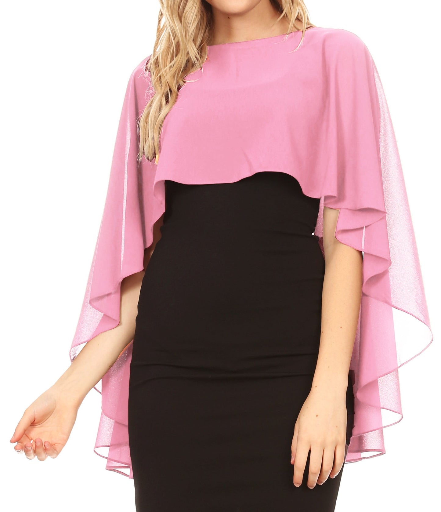 Sakkas Anya Women's Soft Chiffon Wedding Bridesmaid Bridal Cape Wrap Bolero Shrug - Concordia Style Boutique