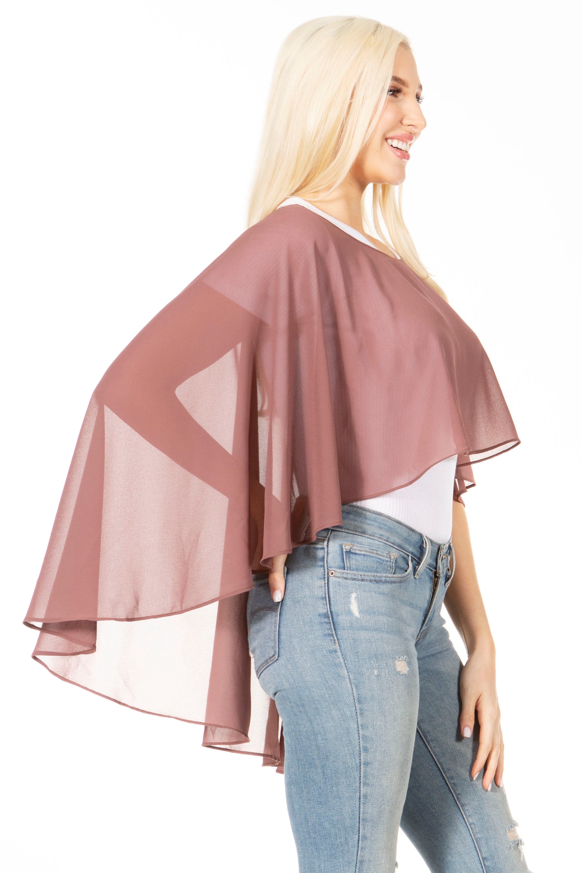 Sakkas Anya Women's Soft Chiffon Wedding Bridesmaid Bridal Cape Wrap Bolero Shrug - Concordia Style Boutique