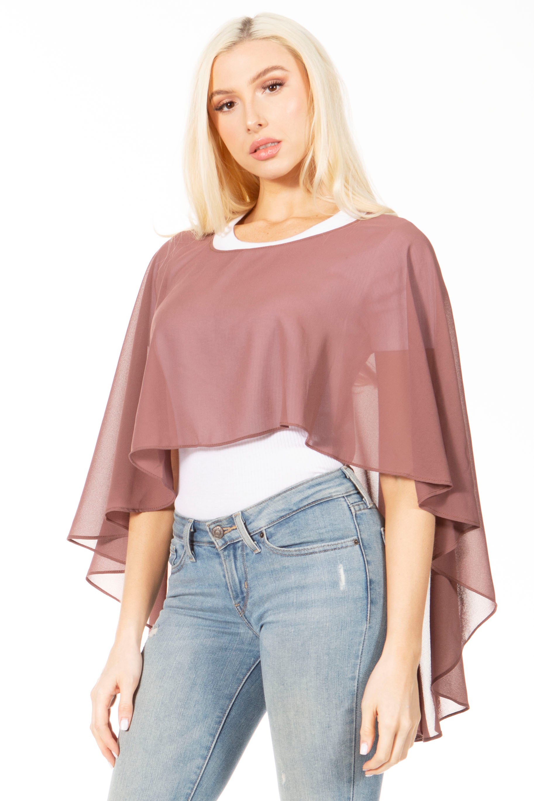 Sakkas Anya Women's Soft Chiffon Wedding Bridesmaid Bridal Cape Wrap Bolero Shrug - Concordia Style Boutique