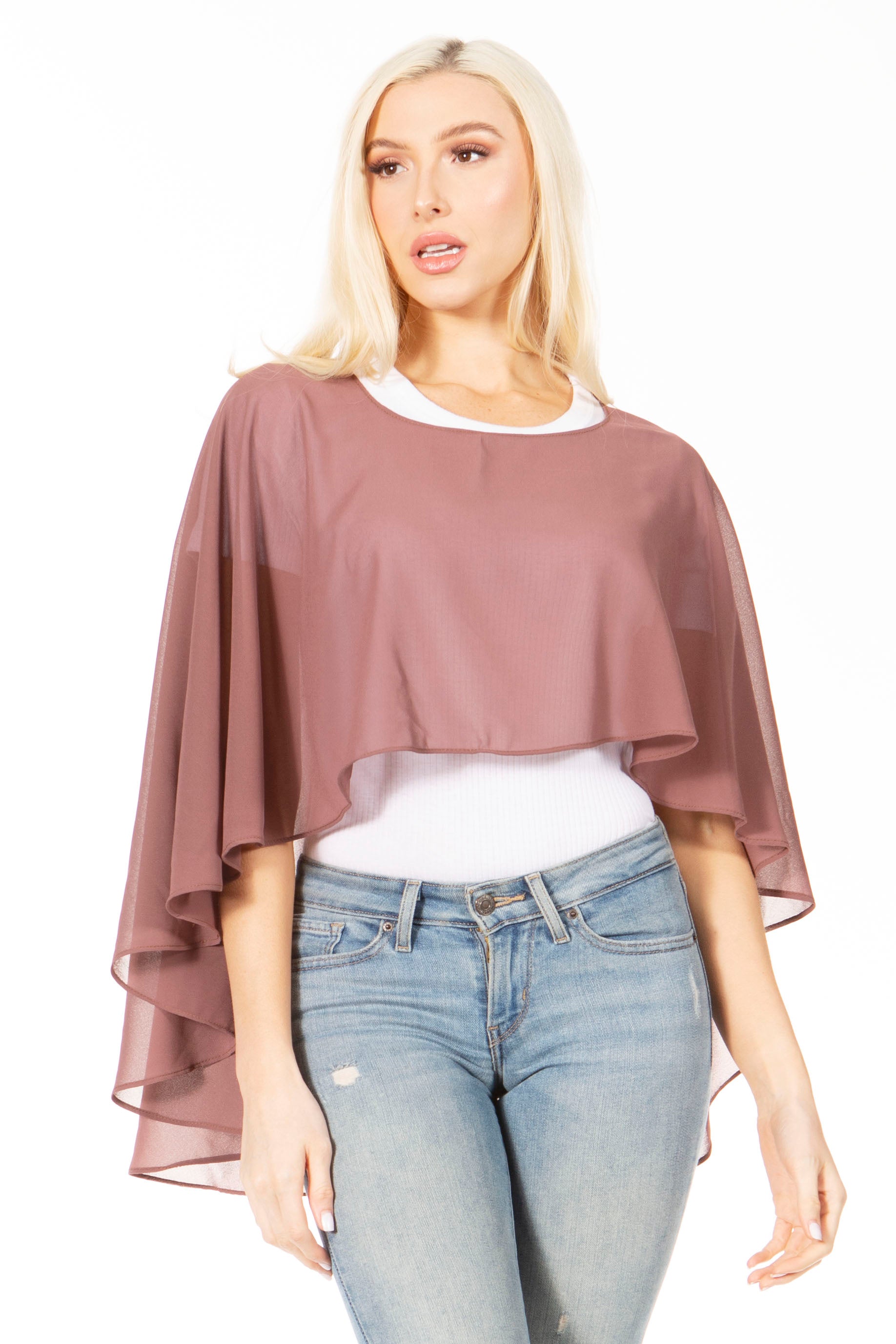Sakkas Anya Women's Soft Chiffon Wedding Bridesmaid Bridal Cape Wrap Bolero Shrug - Concordia Style Boutique