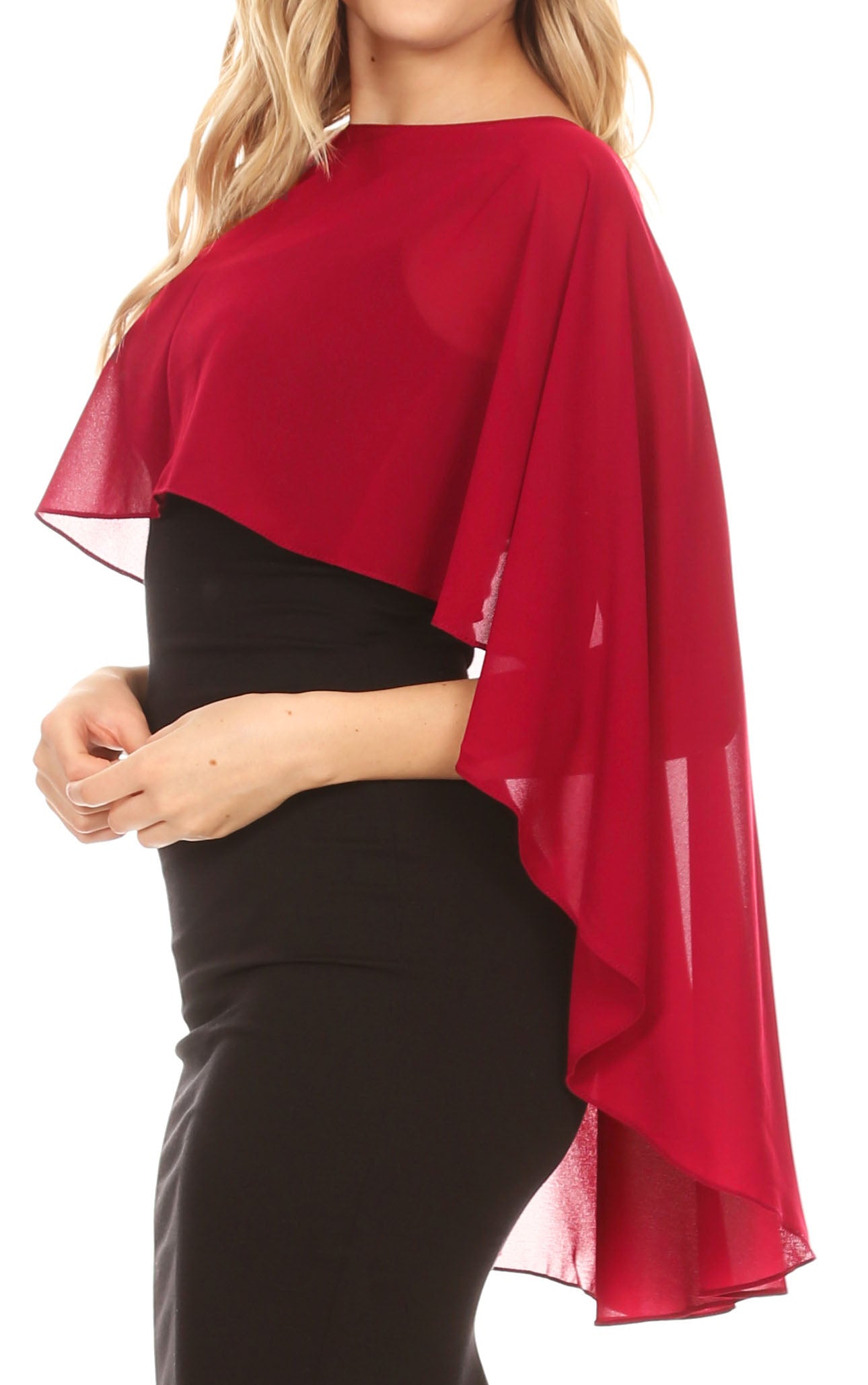 Sakkas Anya Women's Soft Chiffon Wedding Bridesmaid Bridal Cape Wrap Bolero Shrug - Concordia Style Boutique