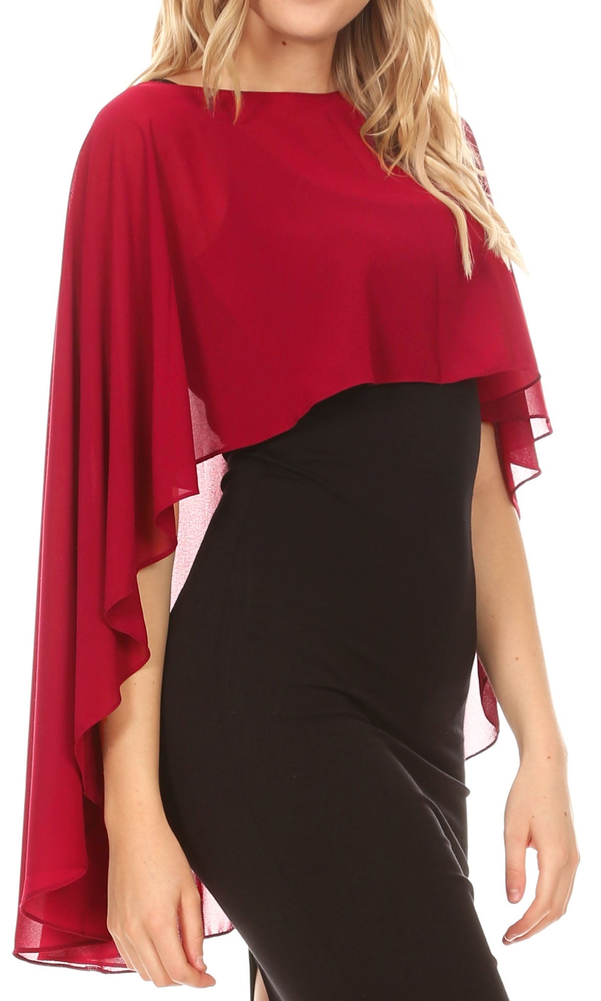Sakkas Anya Women's Soft Chiffon Wedding Bridesmaid Bridal Cape Wrap Bolero Shrug - Concordia Style Boutique