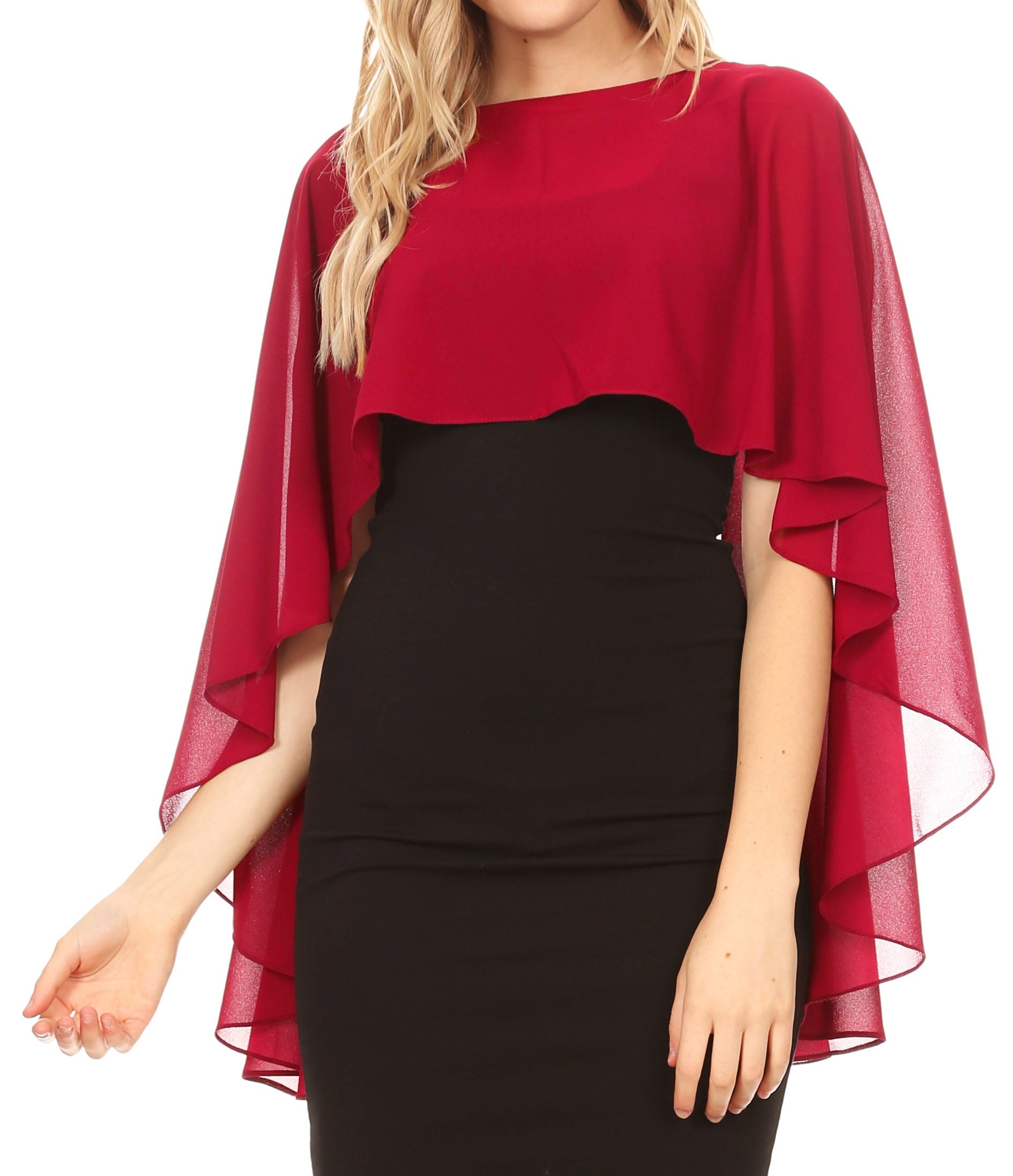 Sakkas Anya Women's Soft Chiffon Wedding Bridesmaid Bridal Cape Wrap Bolero Shrug - Concordia Style Boutique