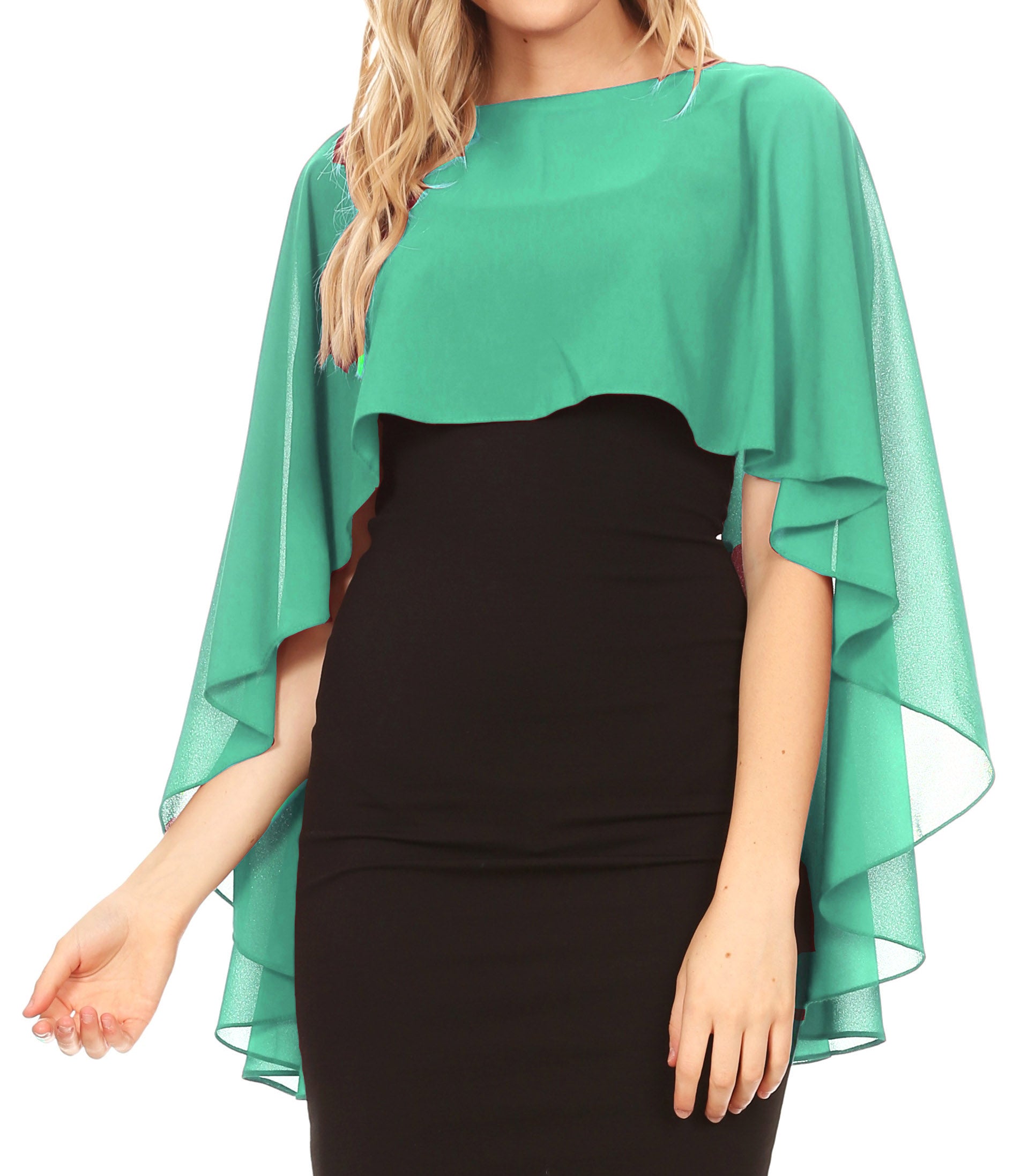 Sakkas Anya Women's Soft Chiffon Wedding Bridesmaid Bridal Cape Wrap Bolero Shrug - Concordia Style Boutique