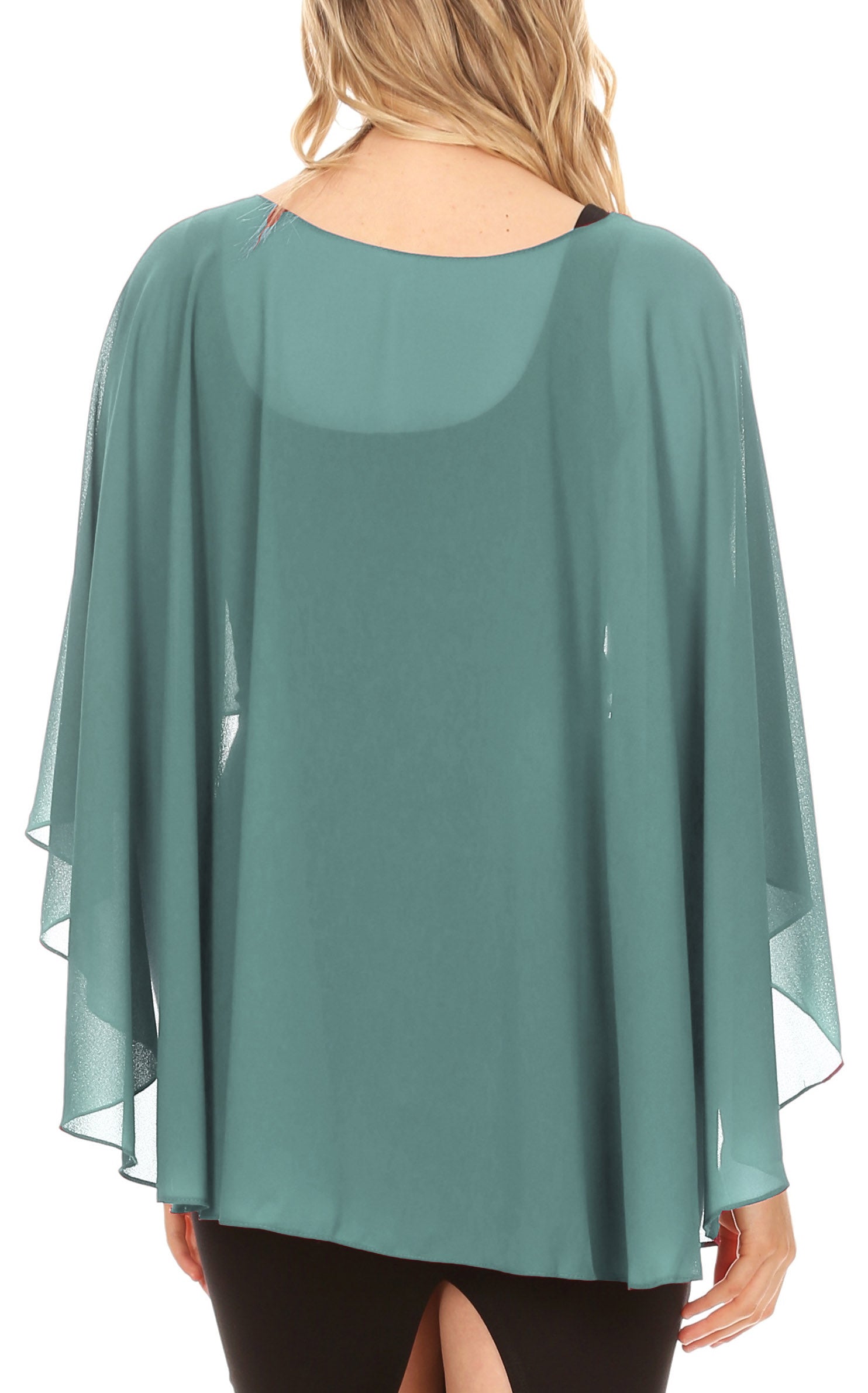 Sakkas Anya Women's Soft Chiffon Wedding Bridesmaid Bridal Cape Wrap Bolero Shrug - Concordia Style Boutique