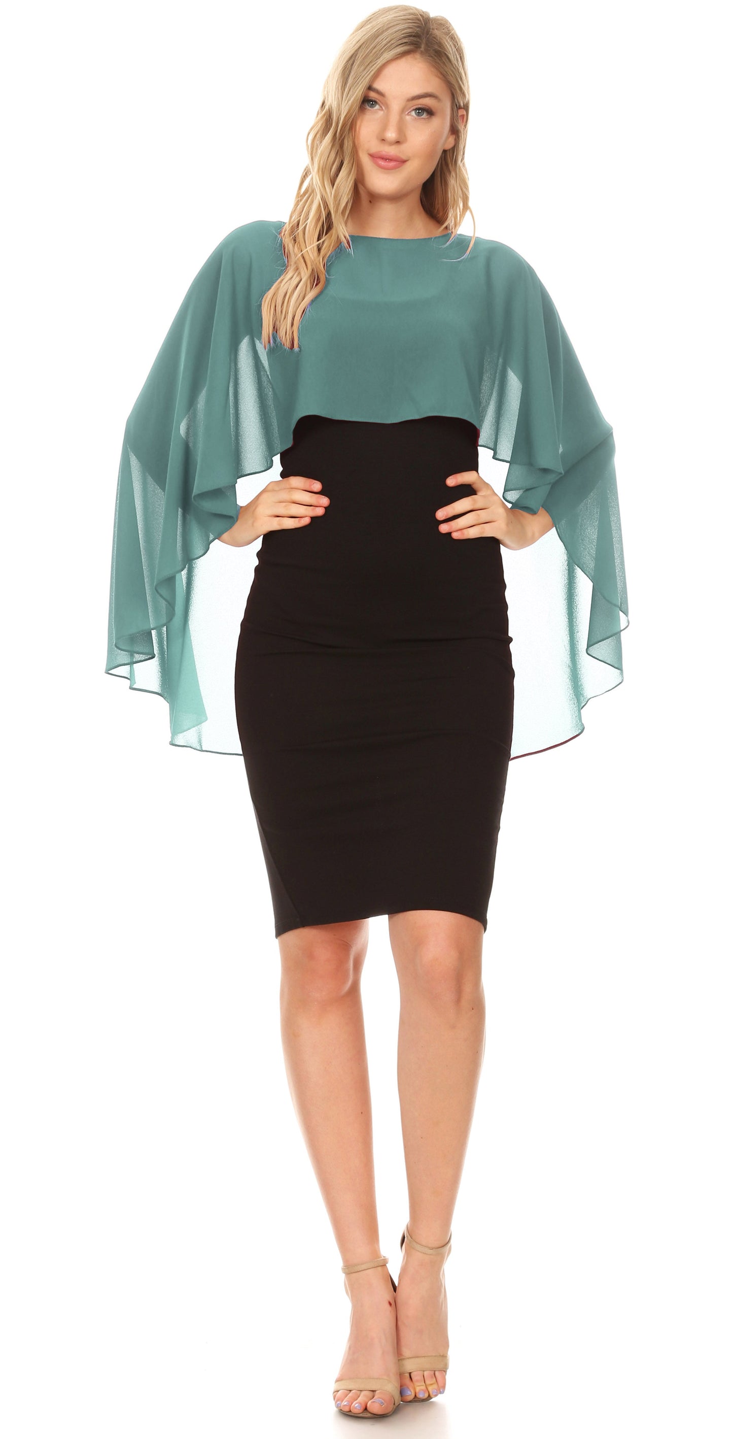 Sakkas Anya Women's Soft Chiffon Wedding Bridesmaid Bridal Cape Wrap Bolero Shrug - Concordia Style Boutique