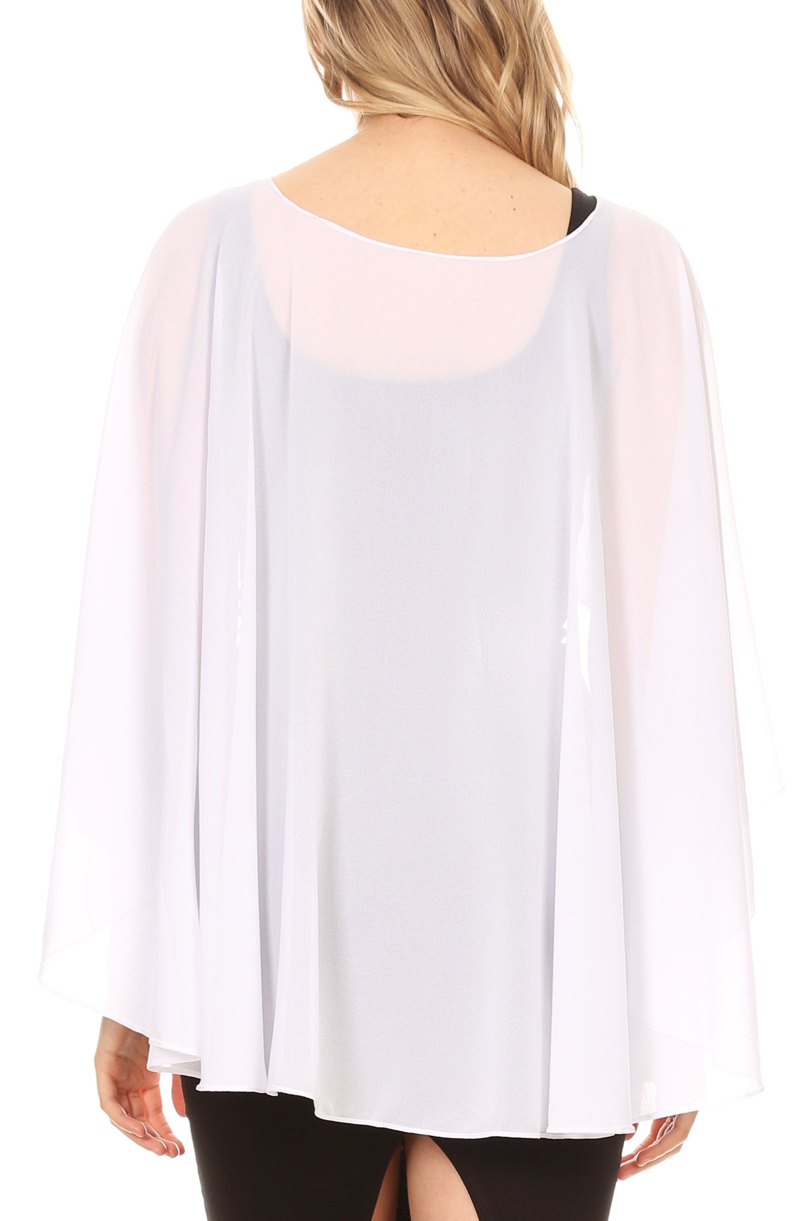 Sakkas Anya Women's Soft Chiffon Wedding Bridesmaid Bridal Cape Wrap Bolero Shrug - Concordia Style Boutique