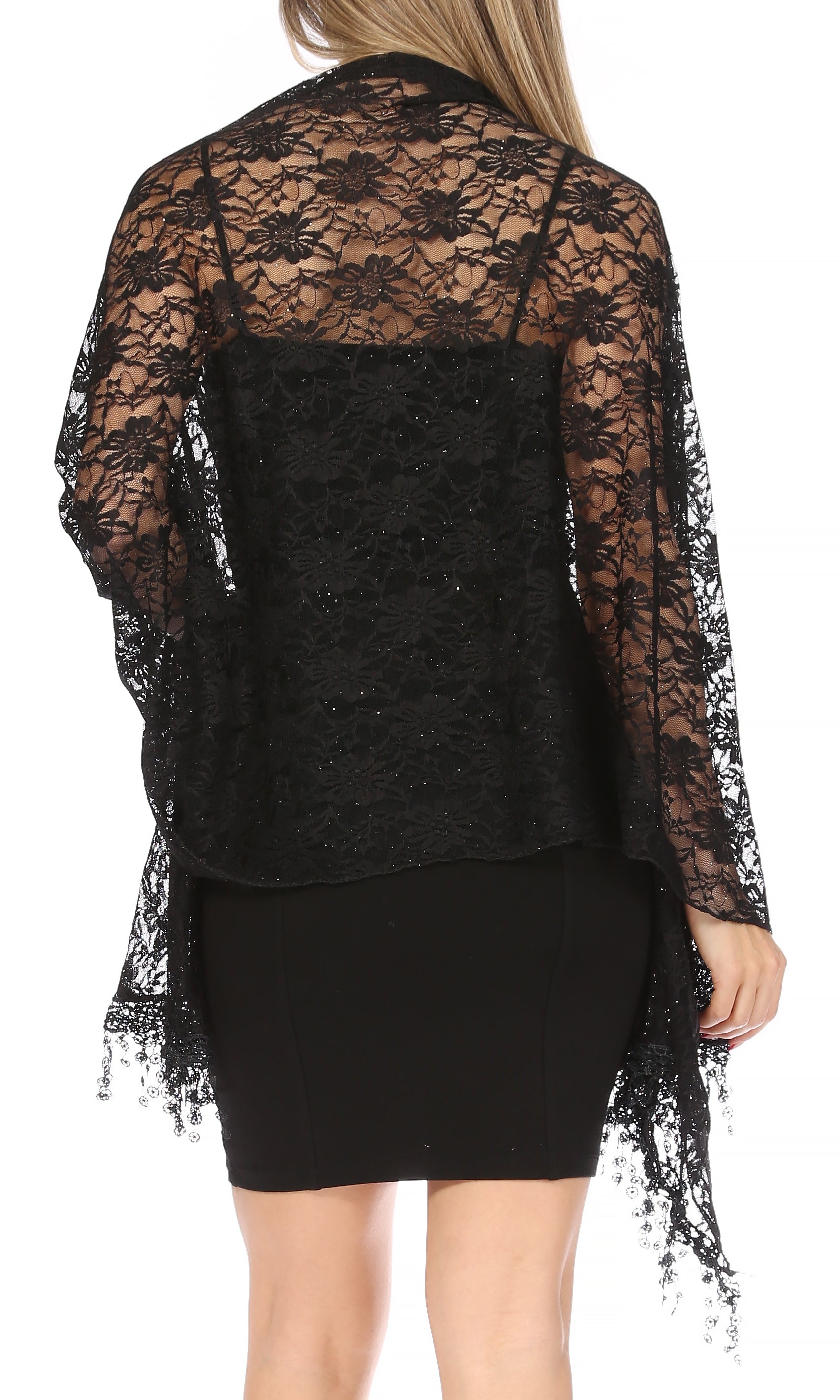 Sakkas Mari Women's Large Lightweight Soft Lace Scarf Wrap Shawl Floral and Fringe - Concordia Style Boutique